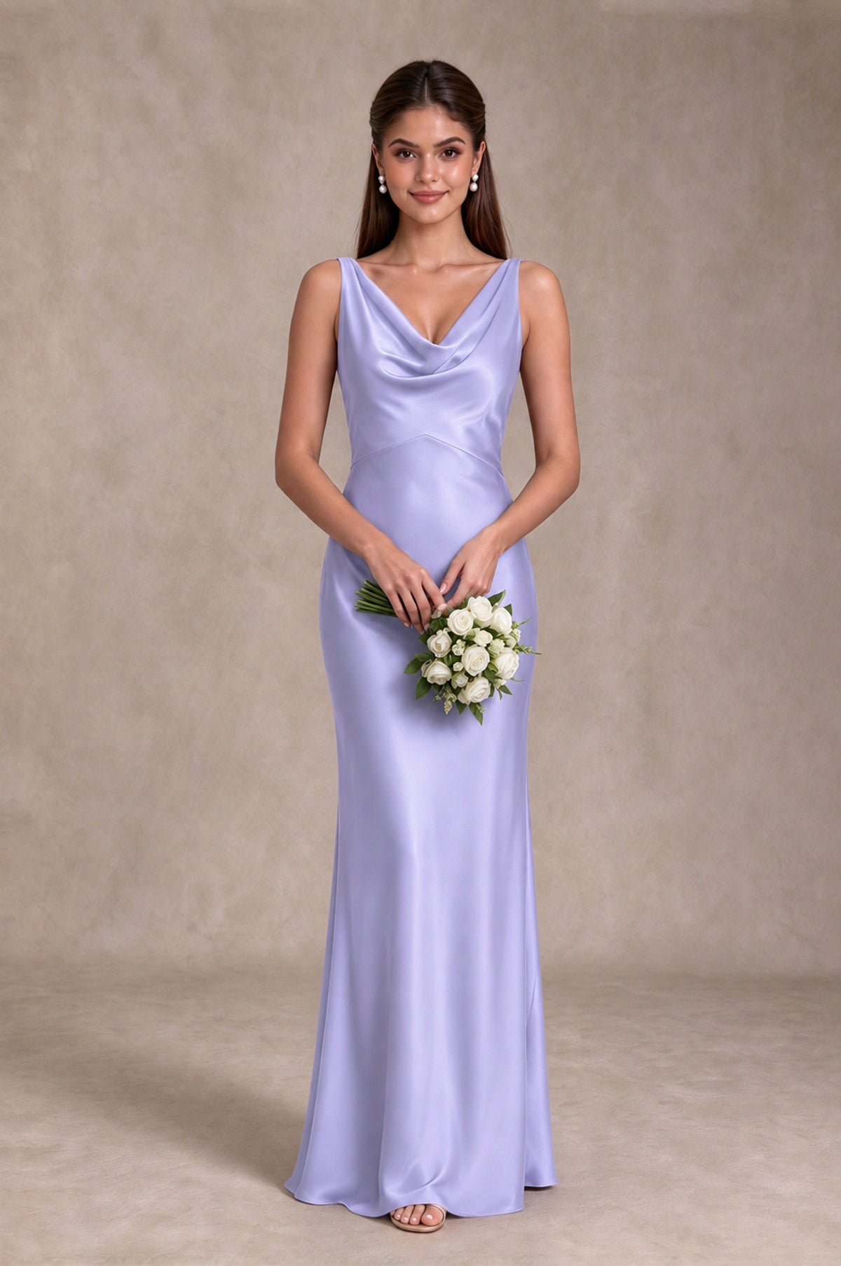 BOLODOO Lavender Cowl Neck Open Back Satin Bridesmaid Dress - Lavender - Lavender_3