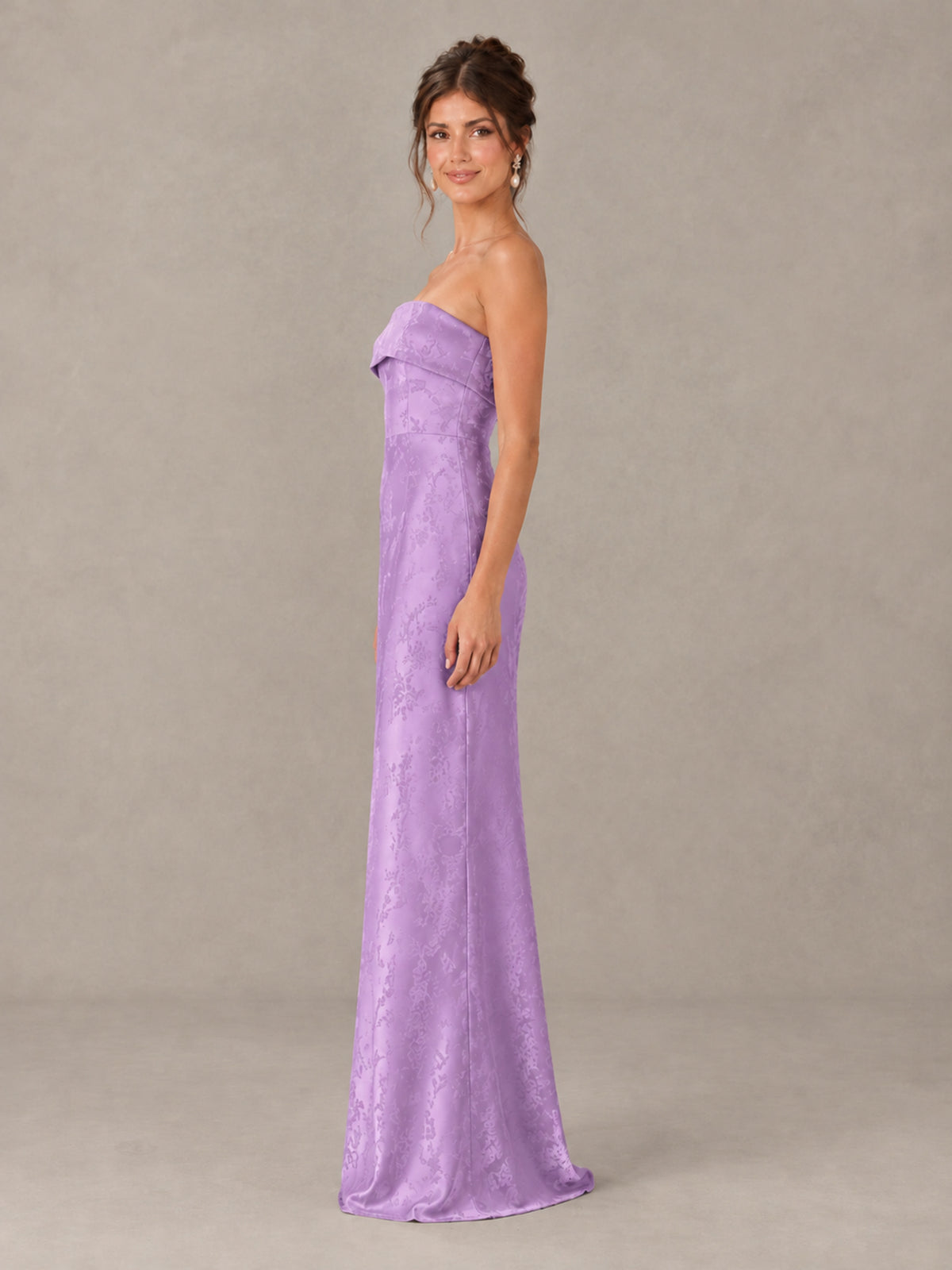 BOLODOO Lavender Strapless Floral Bridesmaid Dress - Lavender - Lavender_3
