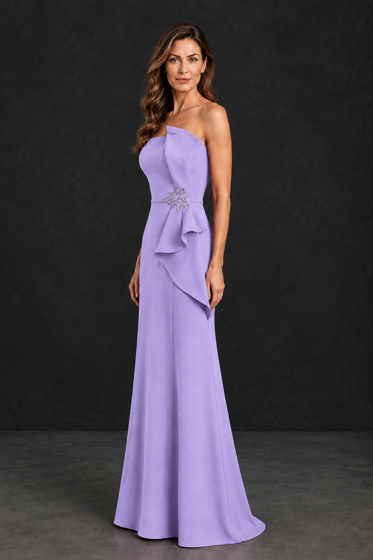 BOLODOO Lavender Strapless Mother of the Bride Dress with Ruffle Detail - Lavender - Lavender_3