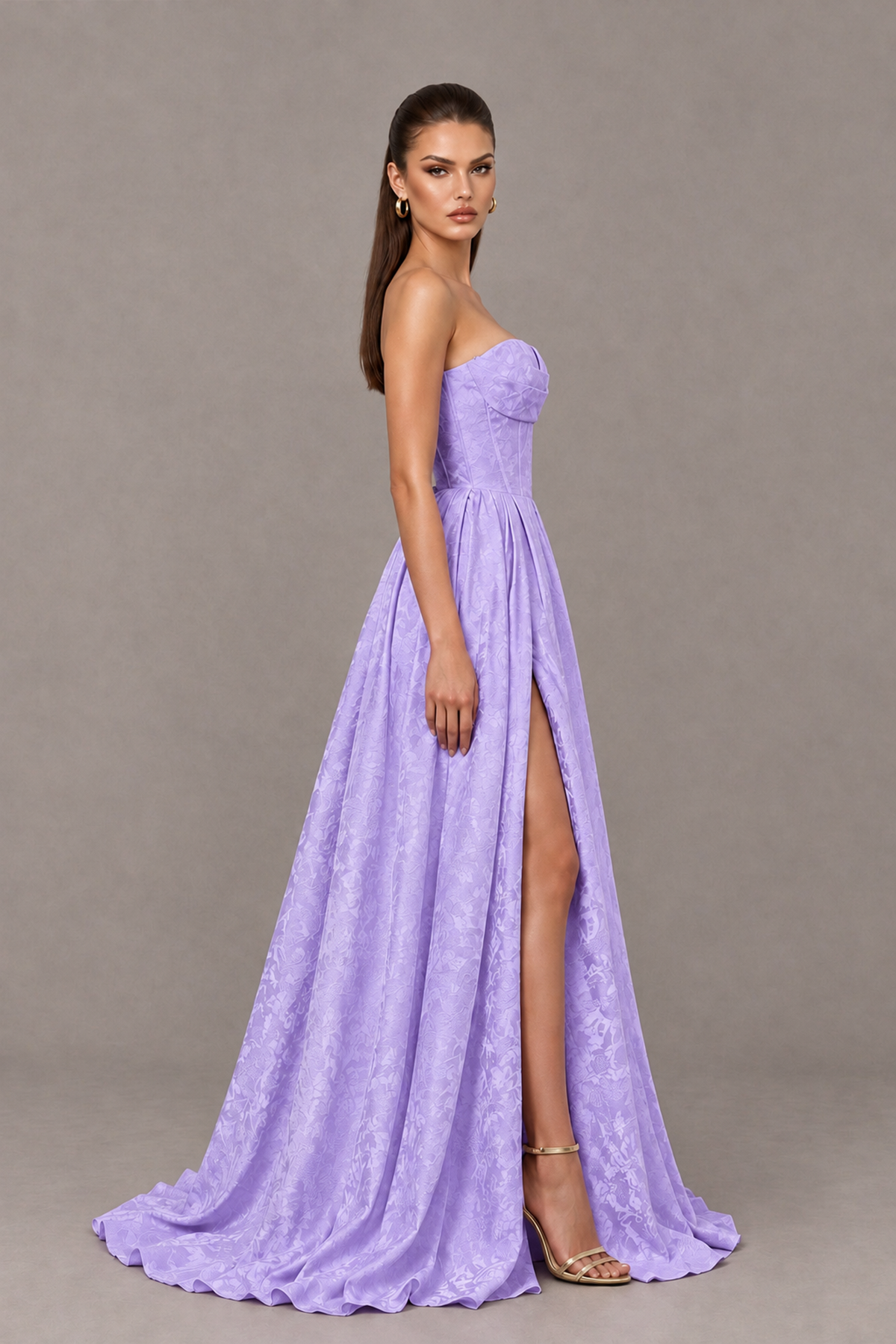 BOLODOO Lavender Strapless Sweetheart Corset Prom Dress with High Slit – Lace-Up Back A-Line Evening Gown - Lavender - Lavender_3