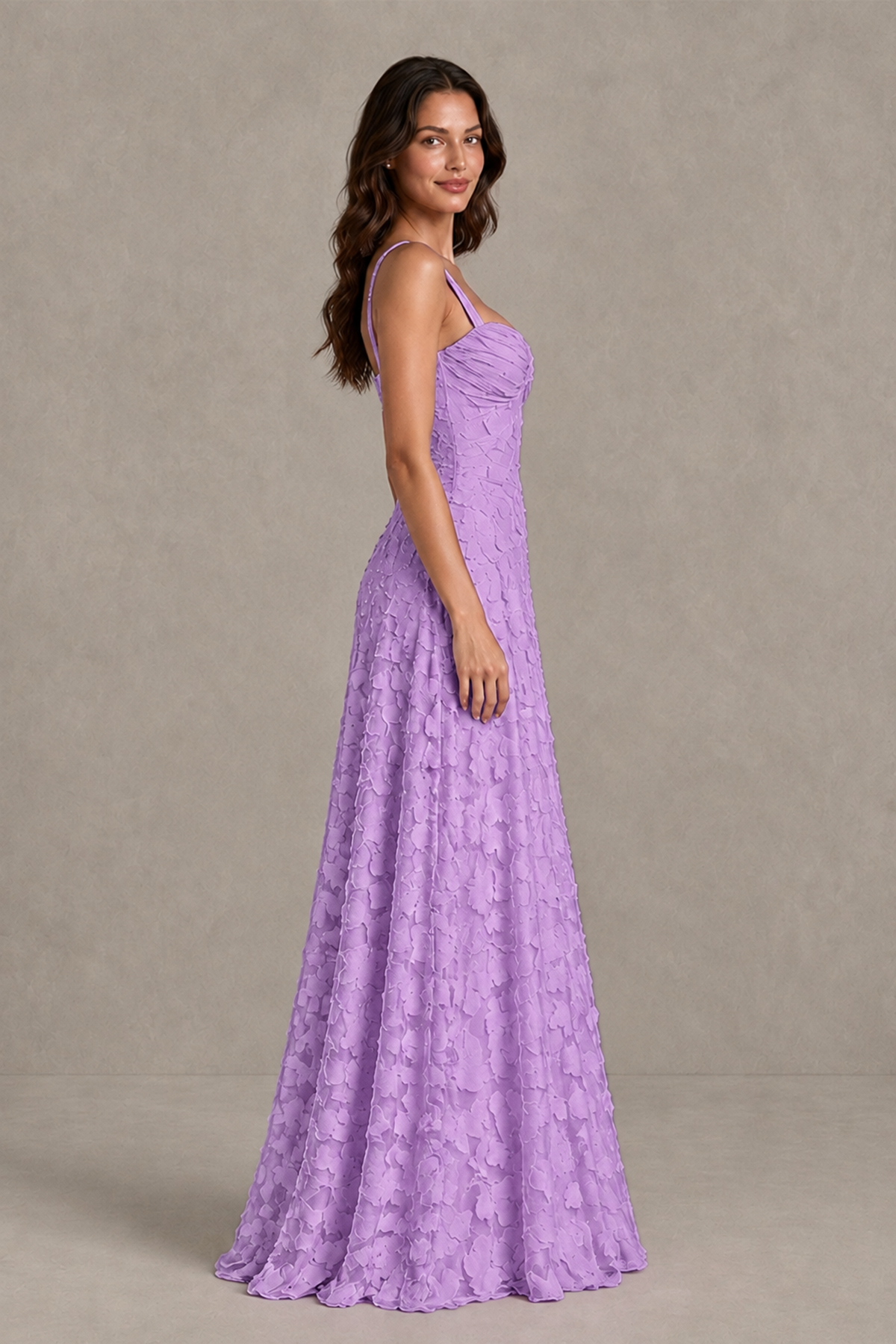 BOLODOO Lavender Floral-Textured A-Line Dress with Lace-Up Back - Lavender - Lavender_4