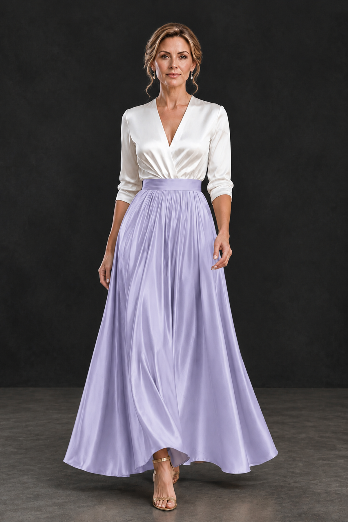 BOLODOO Lavender and White V-Neck A-Line Mother of the Bride Dress - Lavender - Lavender_4
