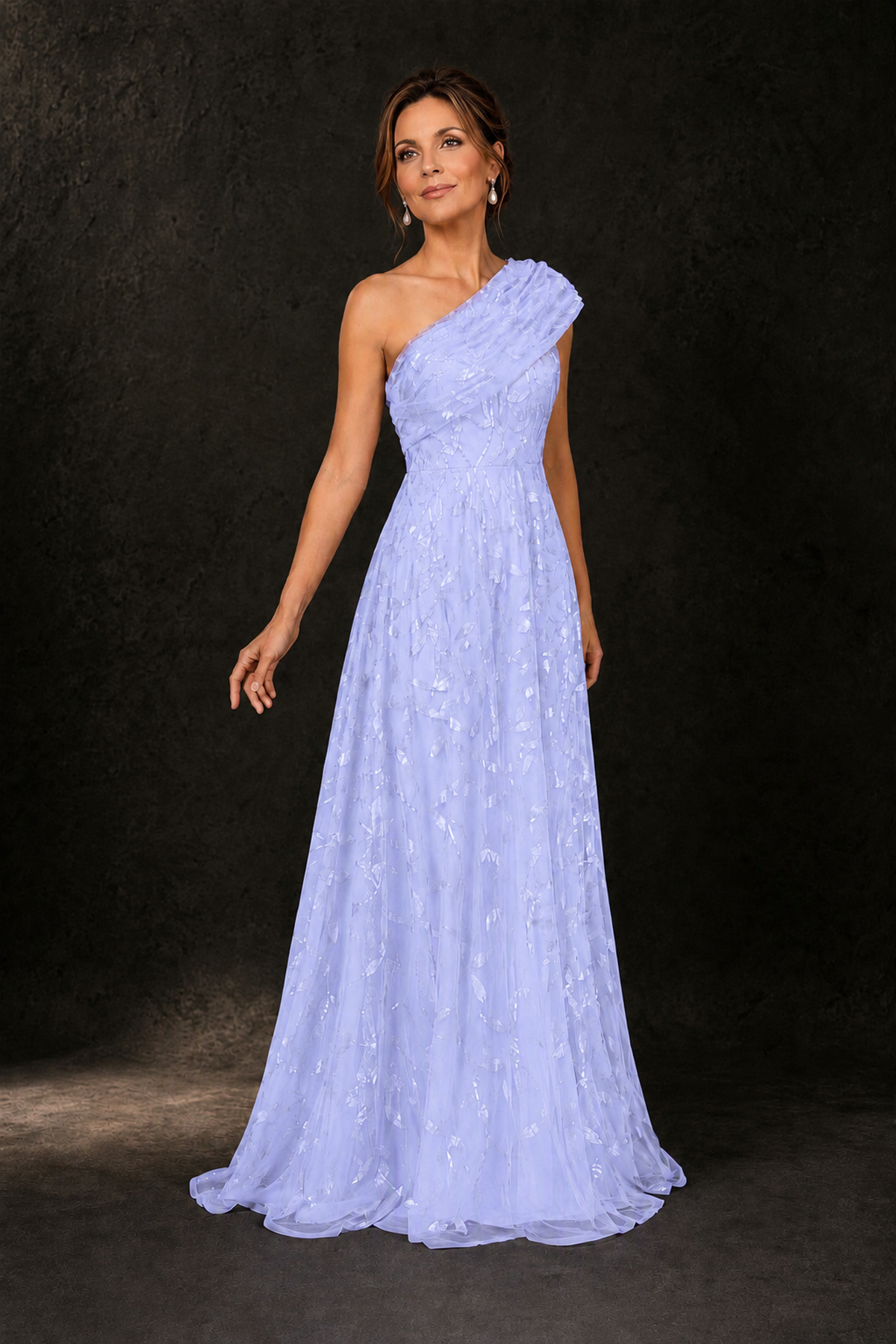 BOLODOO Lavender Leaf Sequin One-Shoulder A-Line Maxi Gown – Mother of the Bride & Formal Evening Dress - Lavender - Lavender_4