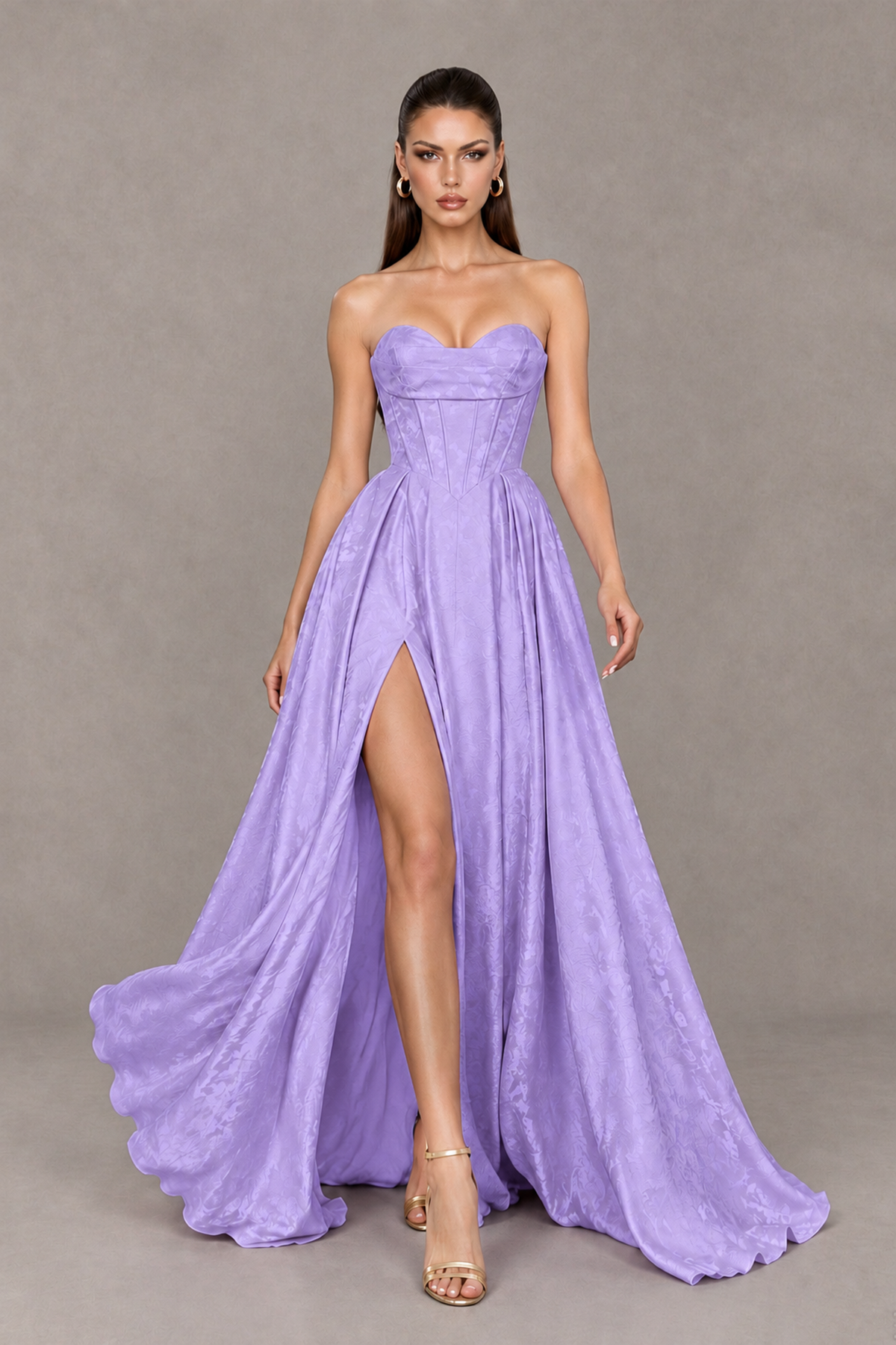 BOLODOO Lavender Strapless Sweetheart Corset Prom Dress with High Slit – Lace-Up Back A-Line Evening Gown - Lavender - Lavender_4