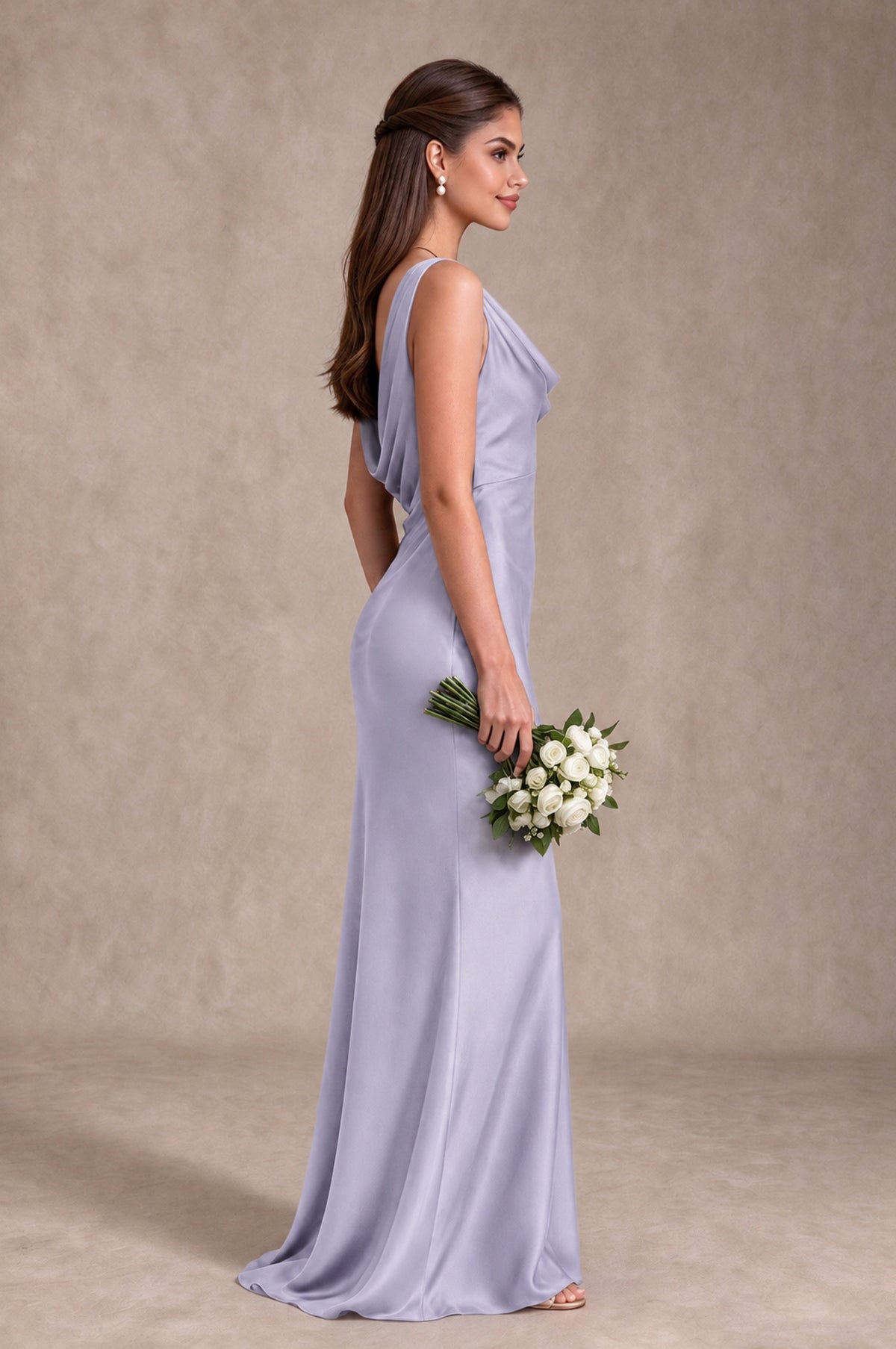 BOLODOO Lavender Cowl Neck Open Back Satin Bridesmaid Dress - Lavender - Lavender_4