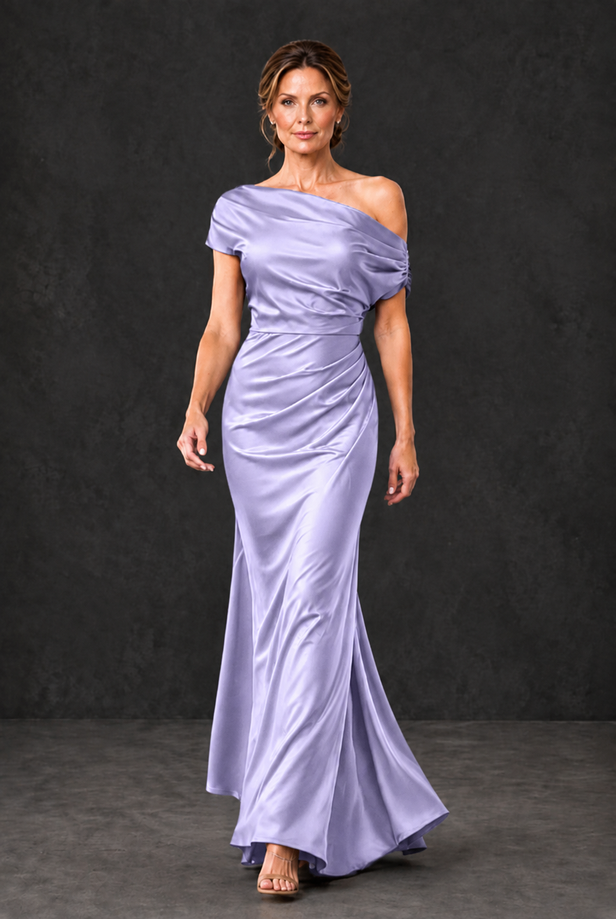 BOLODOO Lavender Asymmetric Ruched Mother of the Bride Dress - Lavender - Lavender_4