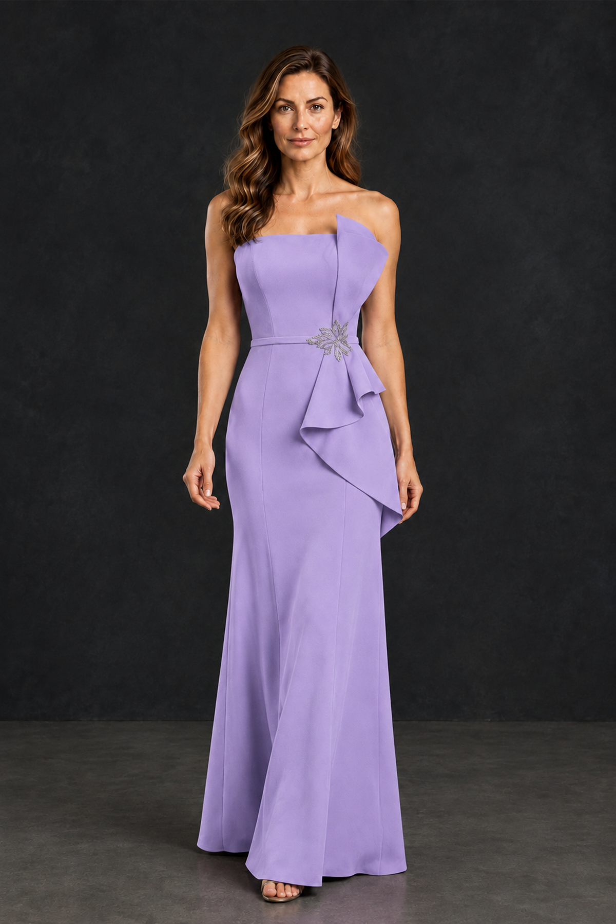 BOLODOO Lavender Strapless Mother of the Bride Dress with Ruffle Detail - Lavender - Lavender_4