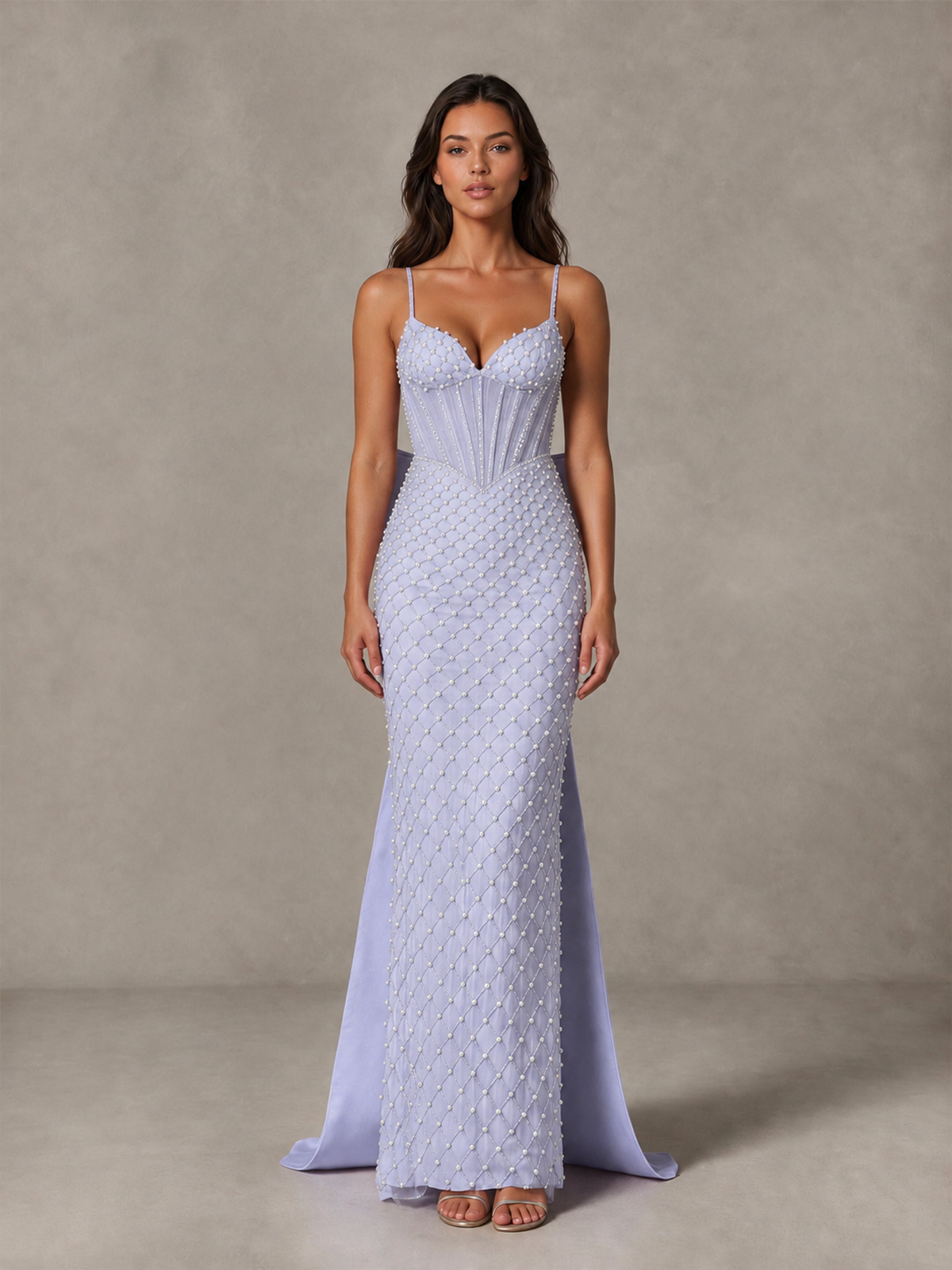 BOLODOO Lavender Beaded Corset Prom Dress with Bow Train - Lavender - Lavender_4