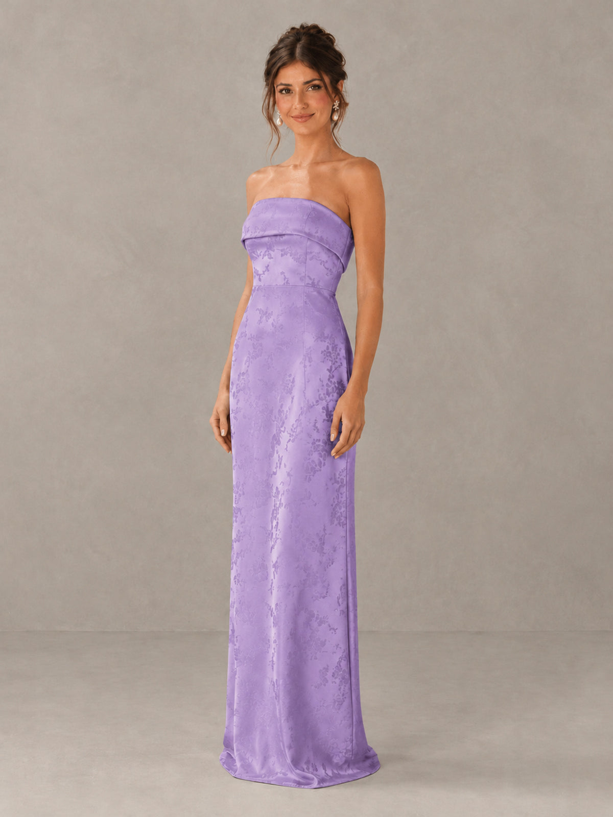 BOLODOO Lavender Strapless Floral Bridesmaid Dress - Lavender - Lavender_4