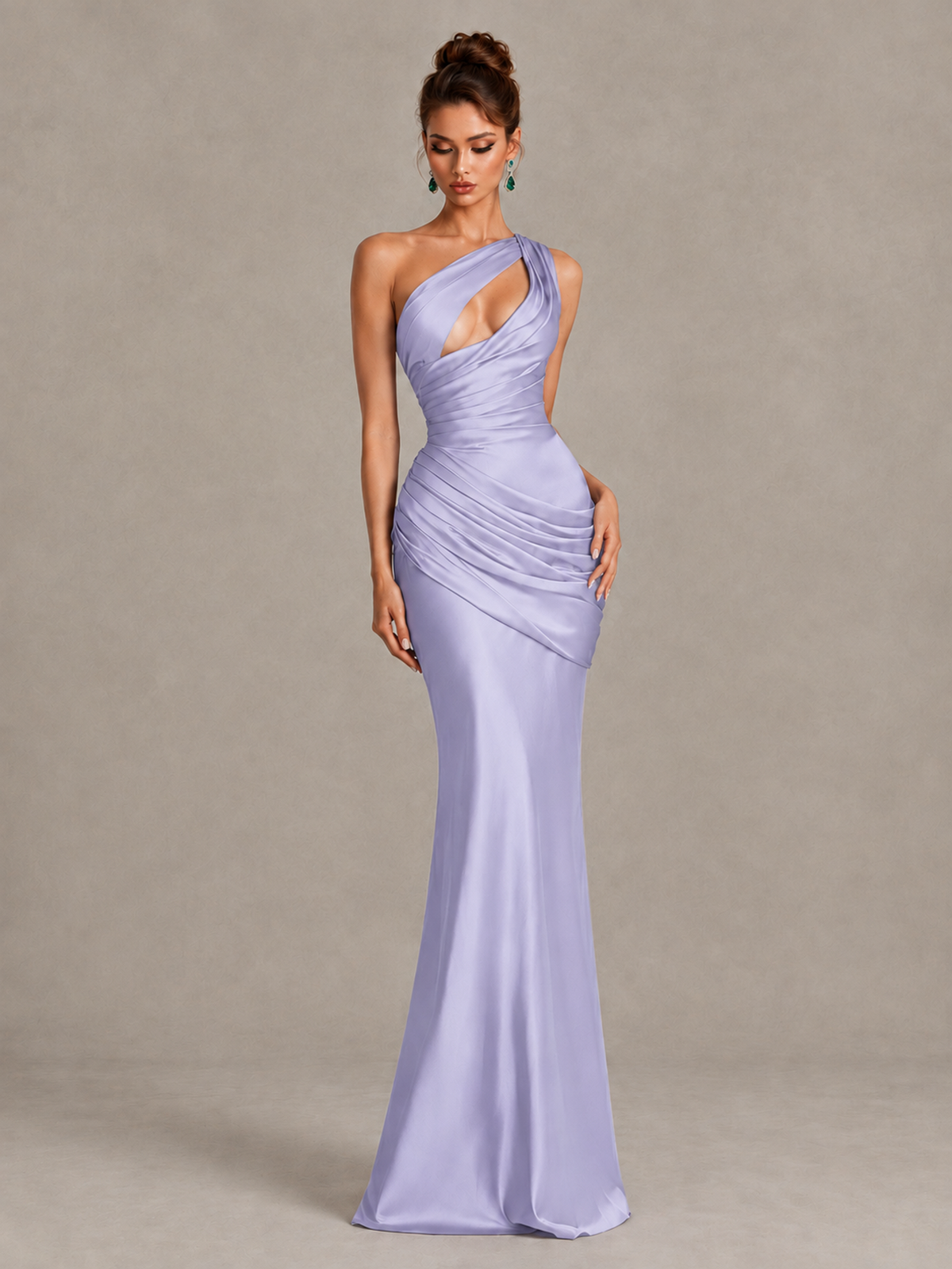 BOLODOO Lavender One-Shoulder Cutout Satin Mermaid Prom Dress - Lavender - Lavender_4