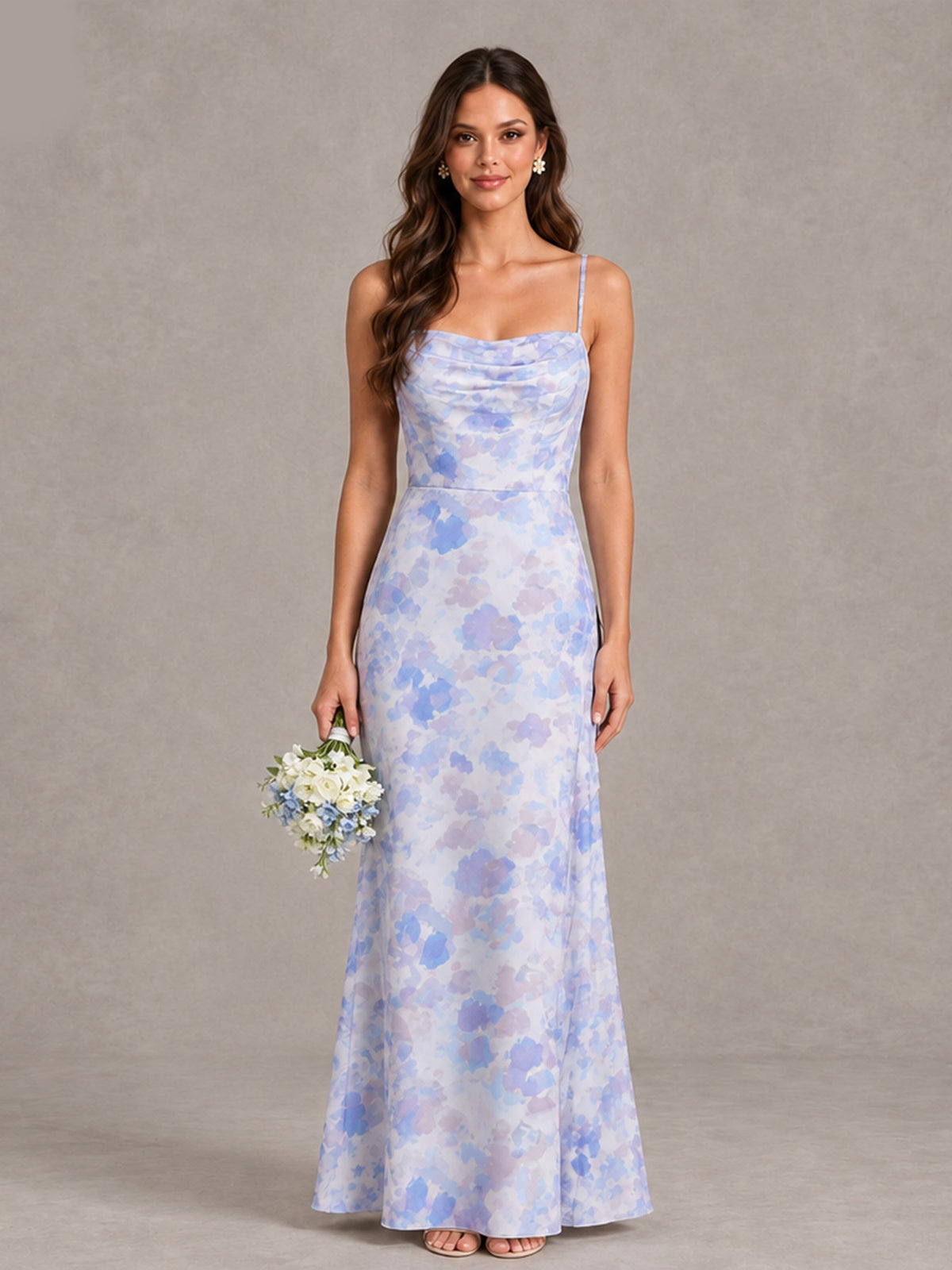 Lavender Floral Bridesmaid Dress with Crisscross Open Back - Lavender - Lavender (1)