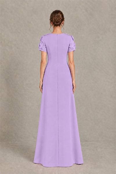 BOLODOO Lavender Textured Floral Maxi Dress with Short Sleeves - Lavender