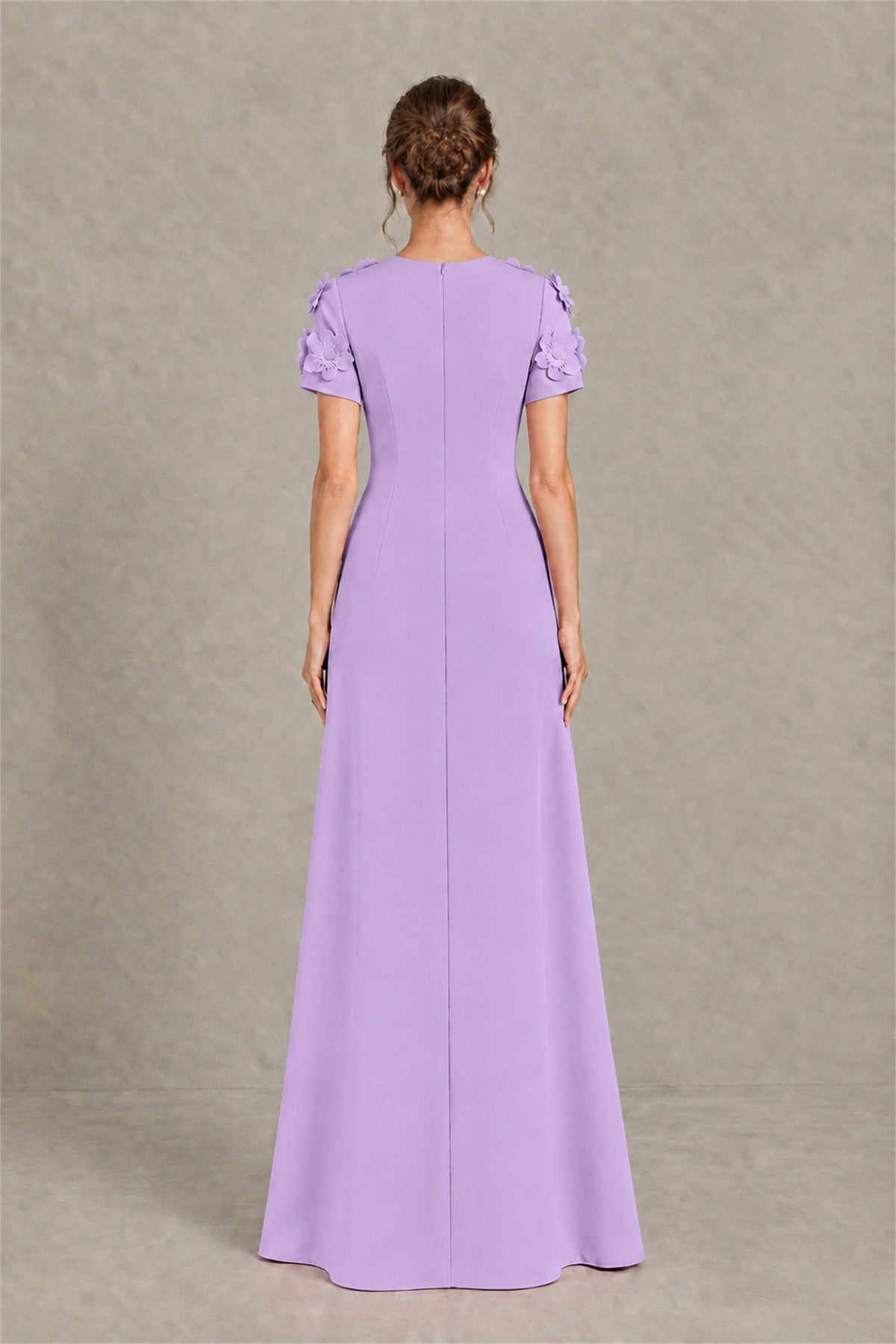 BOLODOO Lavender Textured Floral Maxi Dress with Short Sleeves - Lavender