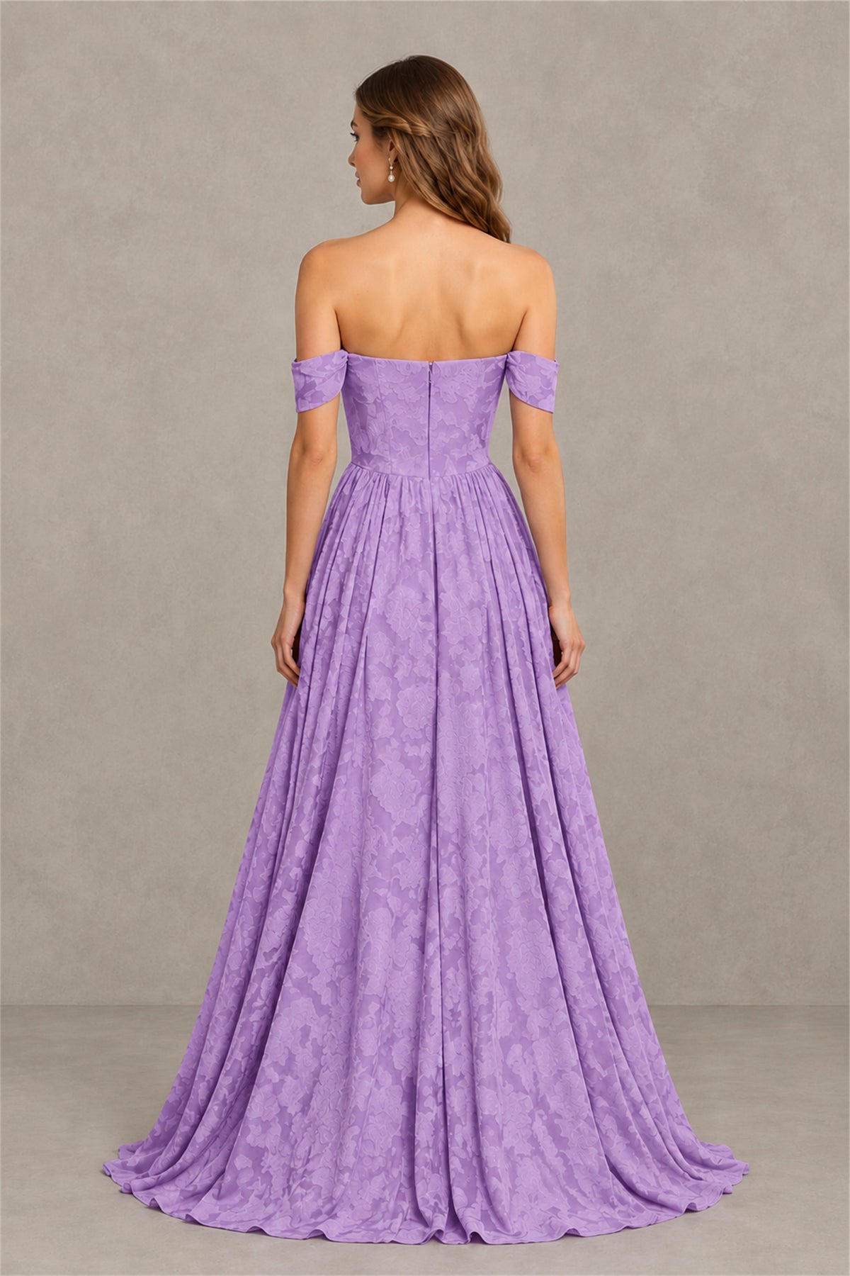 BOLODOO Lavender Off-Shoulder Floral A-Line Maxi Dress - Lavender