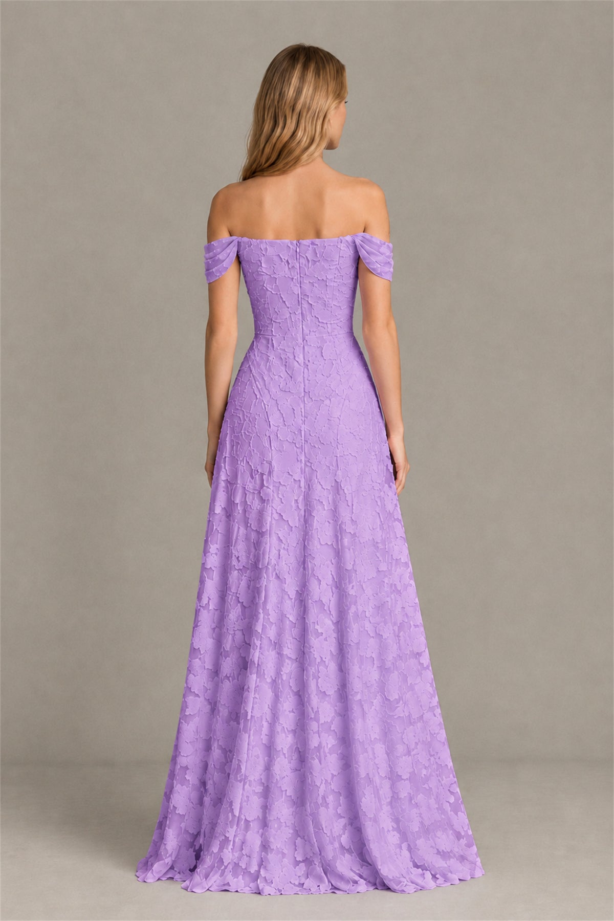 BOLODOO Lavender Off-Shoulder Pleated A-Line Maxi Dress Floral - Lavender