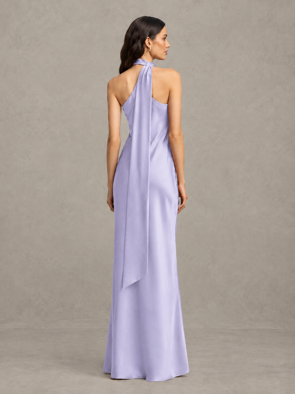 BOLODOO Lavender Satin One-Shoulder Bridesmaid Dress with Open Back - Lavender - Lavender (2)