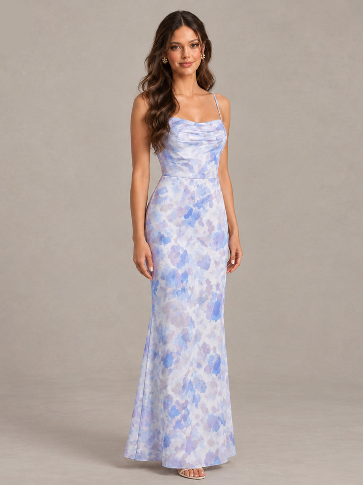 Lavender Floral Bridesmaid Dress with Crisscross Open Back - Lavender - Lavender (4)