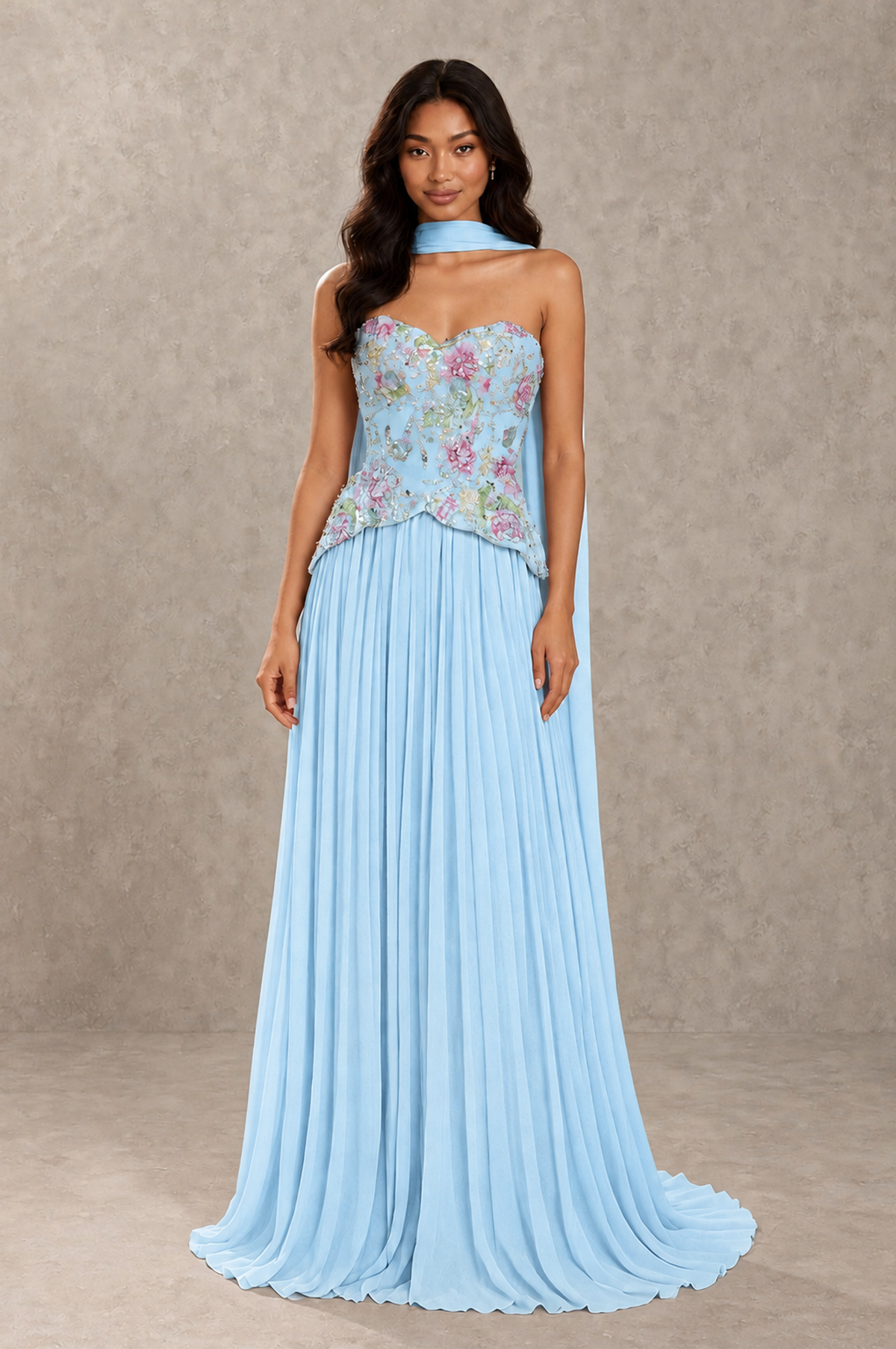 BOLODOO Light Blue Strapless Beaded Floral Corset Chiffon Maxi Gown – Open Back Prom & Formal Evening Dress - Light Blue - Light Blue_01