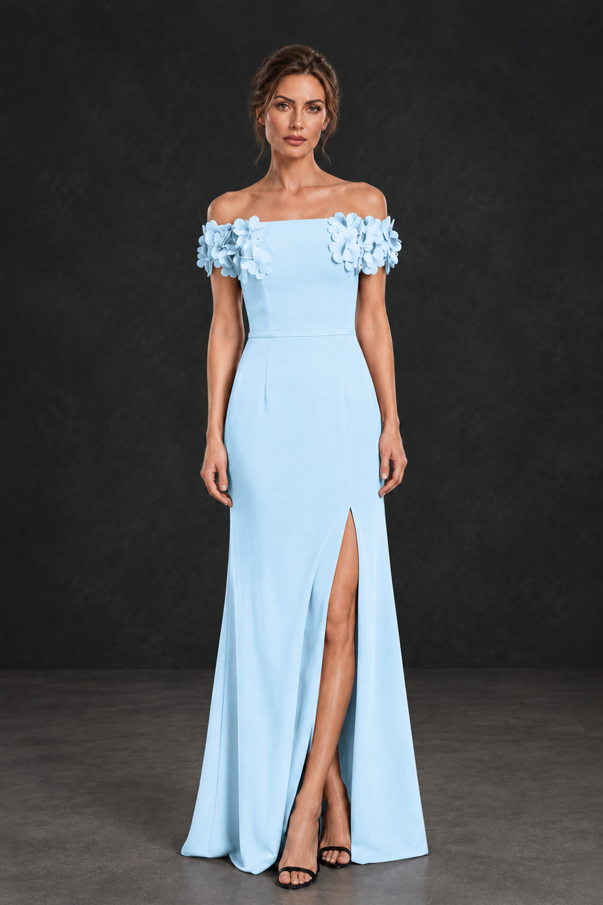 BOLODOO Light Blue Off-the-Shoulder Mother of the Bride Dress with Floral Appliques - Light Blue - Light Blue_01