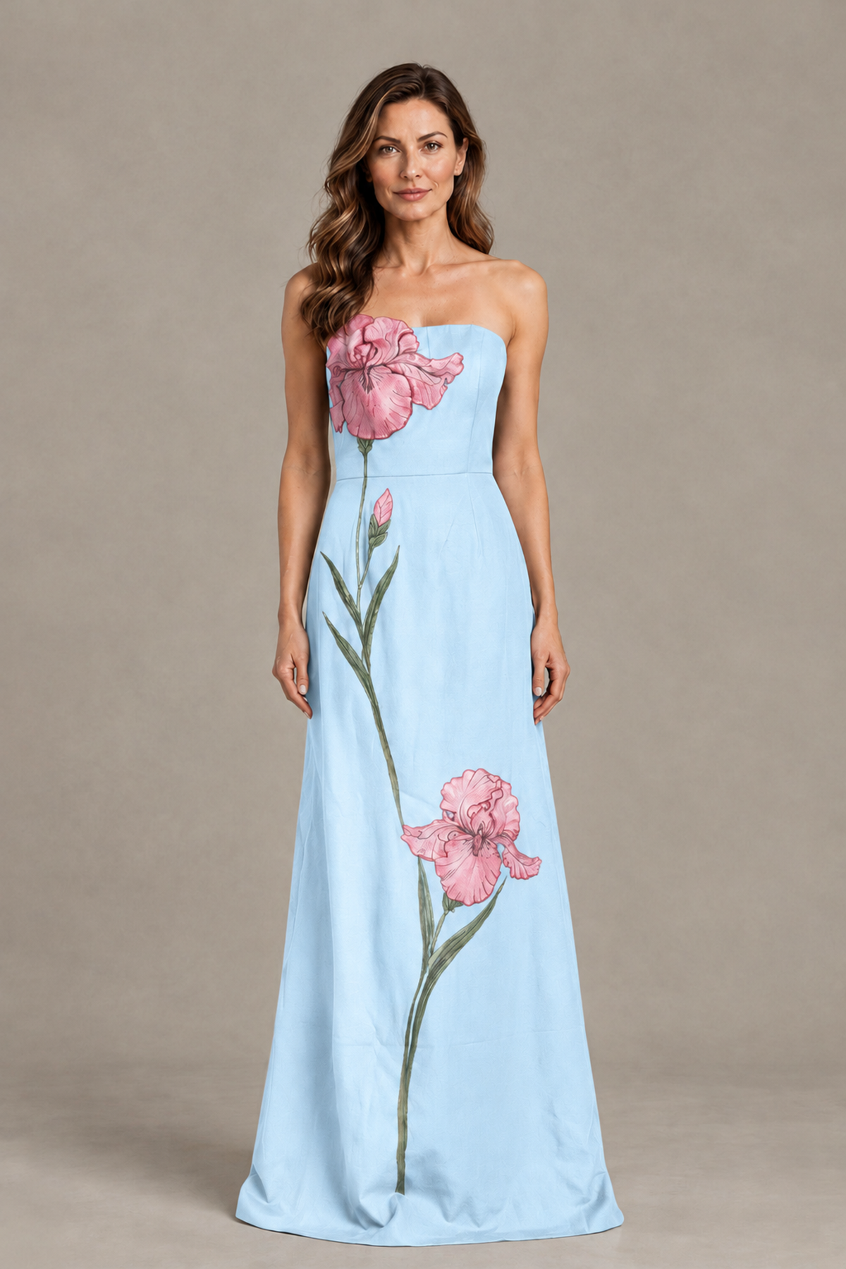 BOLODOO Light Blue Strapless Floral Mother of the Bride Gown - Light Blue - Light Blue_01