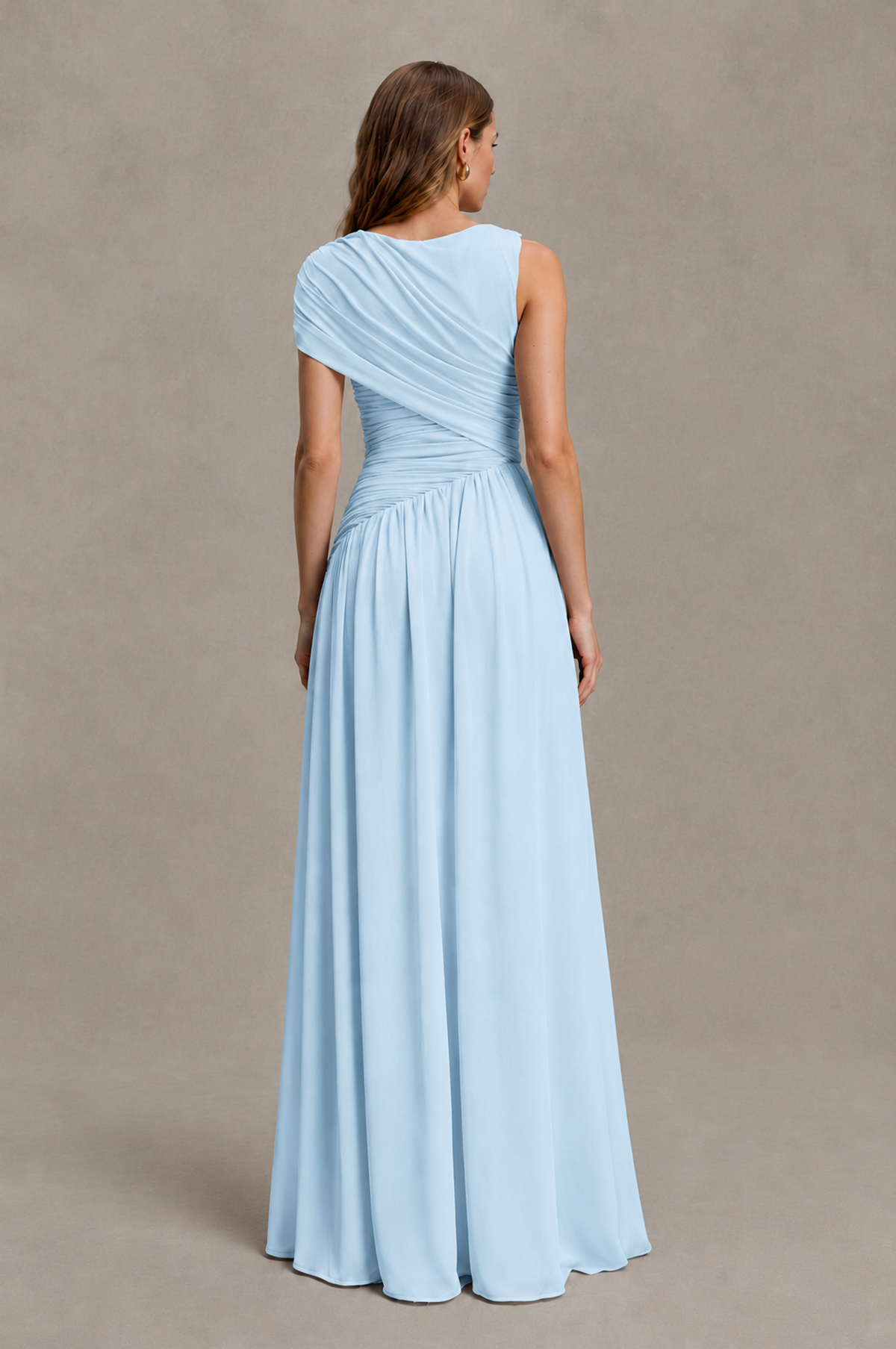 BOLODOO Light Blue One-Shoulder Ruched Floor-Length Bridesmaid Dress - Light Blue - Light Blue_02