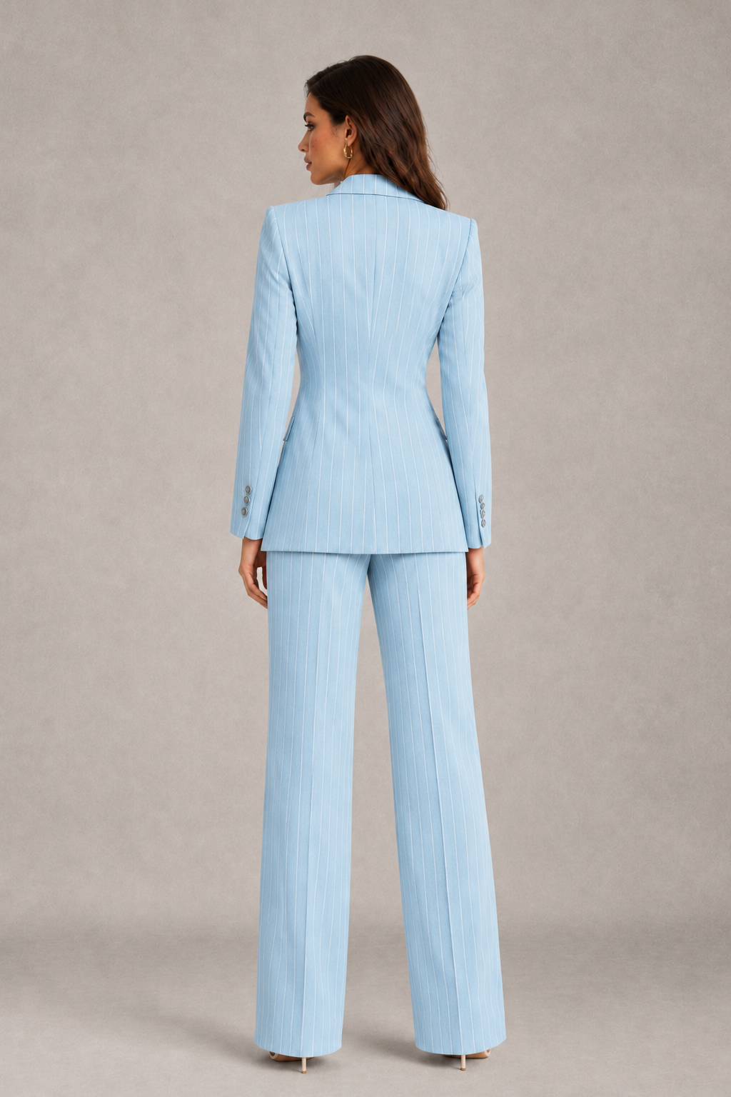 BOLODOO Women's Light Blue Pinstripe Three-Piece Pantsuit with Wide-Leg Trousers - Light Blue - Light Blue_02