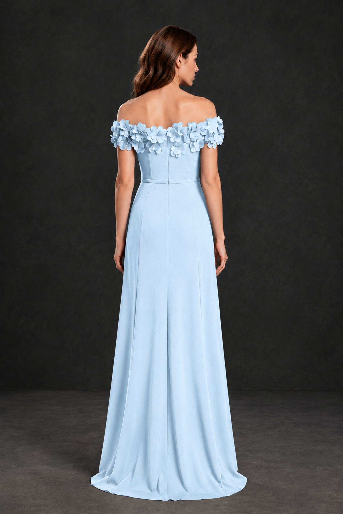 BOLODOO Light Blue Off-the-Shoulder Mother of the Bride Dress with Floral Appliques - Light Blue - Light Blue_02