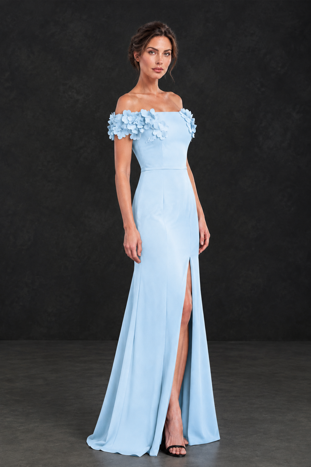 BOLODOO Light Blue Off-the-Shoulder Mother of the Bride Dress with Floral Appliques - Light Blue - Light Blue_03
