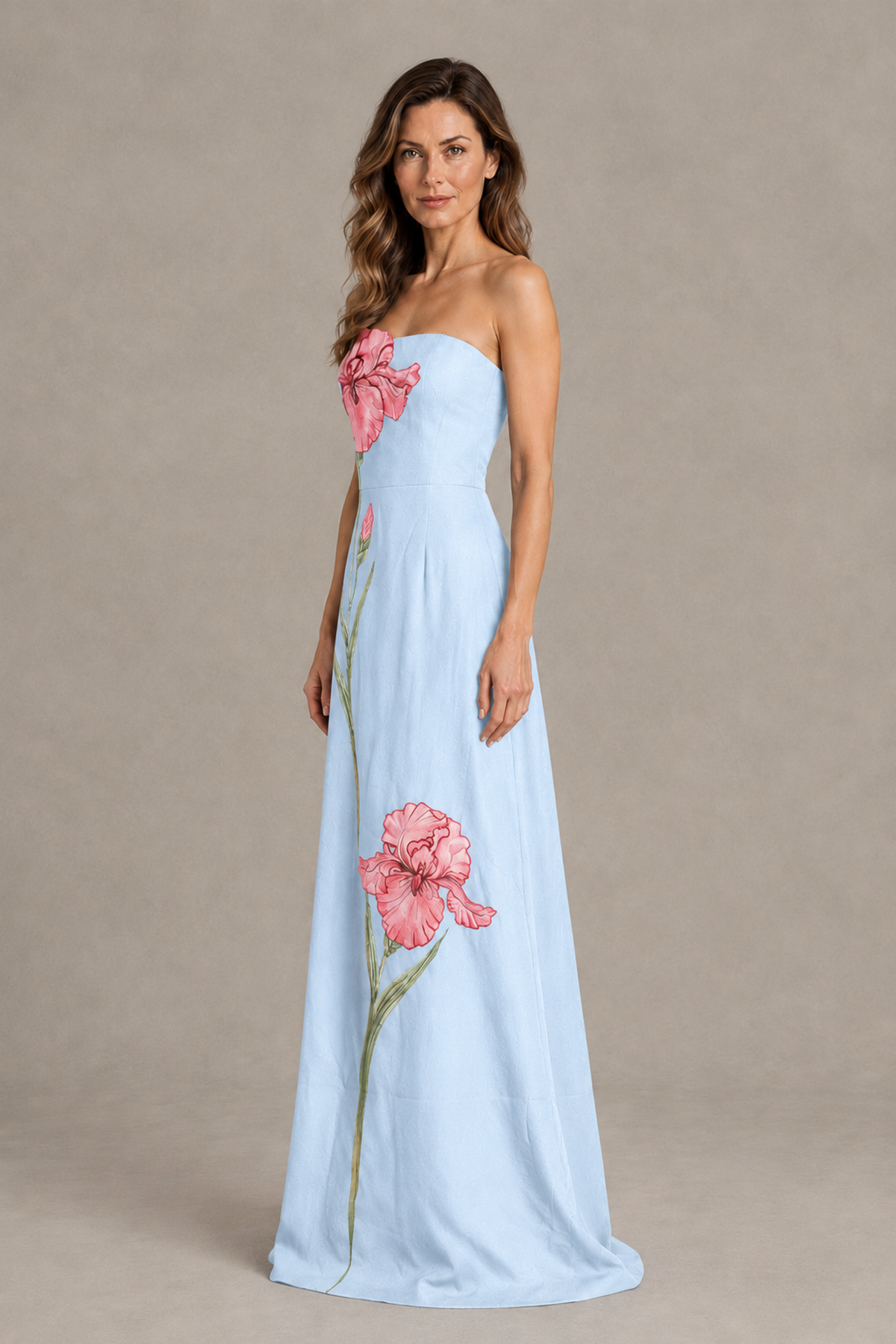 BOLODOO Light Blue Strapless Floral Mother of the Bride Gown - Light Blue - Light Blue_03