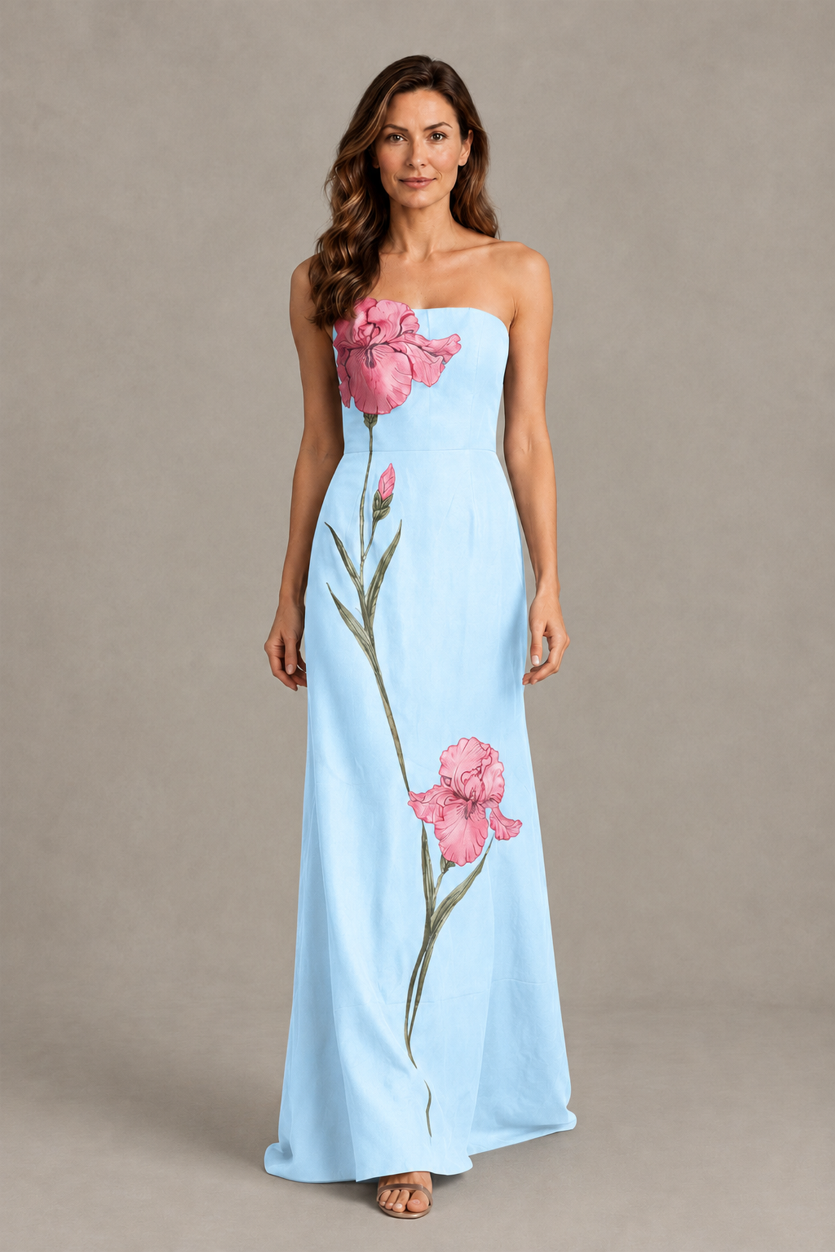 BOLODOO Light Blue Strapless Floral Mother of the Bride Gown - Light Blue - Light Blue_04