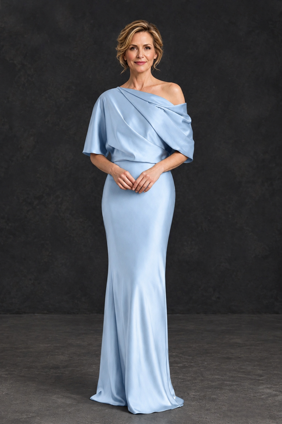 BOLODOO Light Blue Satin Asymmetric Mother of the Bride Dress - Light Blue - Light Blue_1