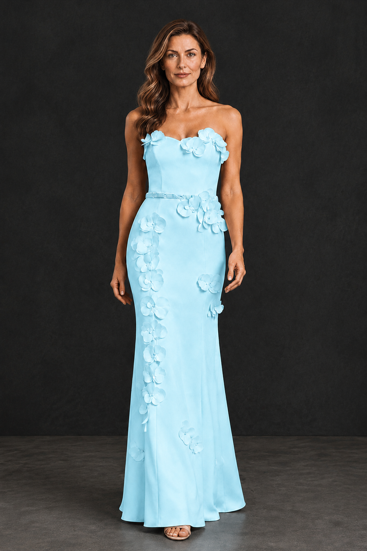 BOLODOO Light Blue Strapless Mother of the Bride Dress with 3D Floral Appliques - Light Blue - Light_Blue_1