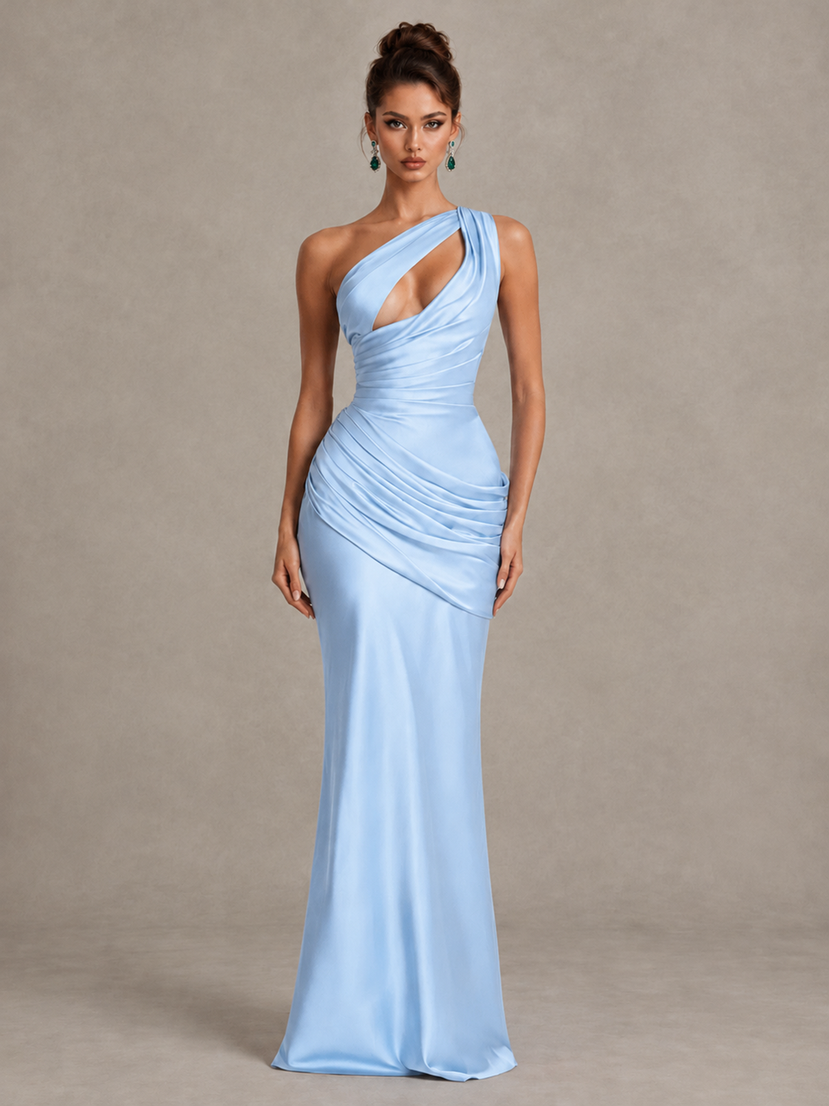 BOLODOO Light Blue One-Shoulder Cutout Satin Mermaid Prom Dress - Light Blue - Light Blue_1