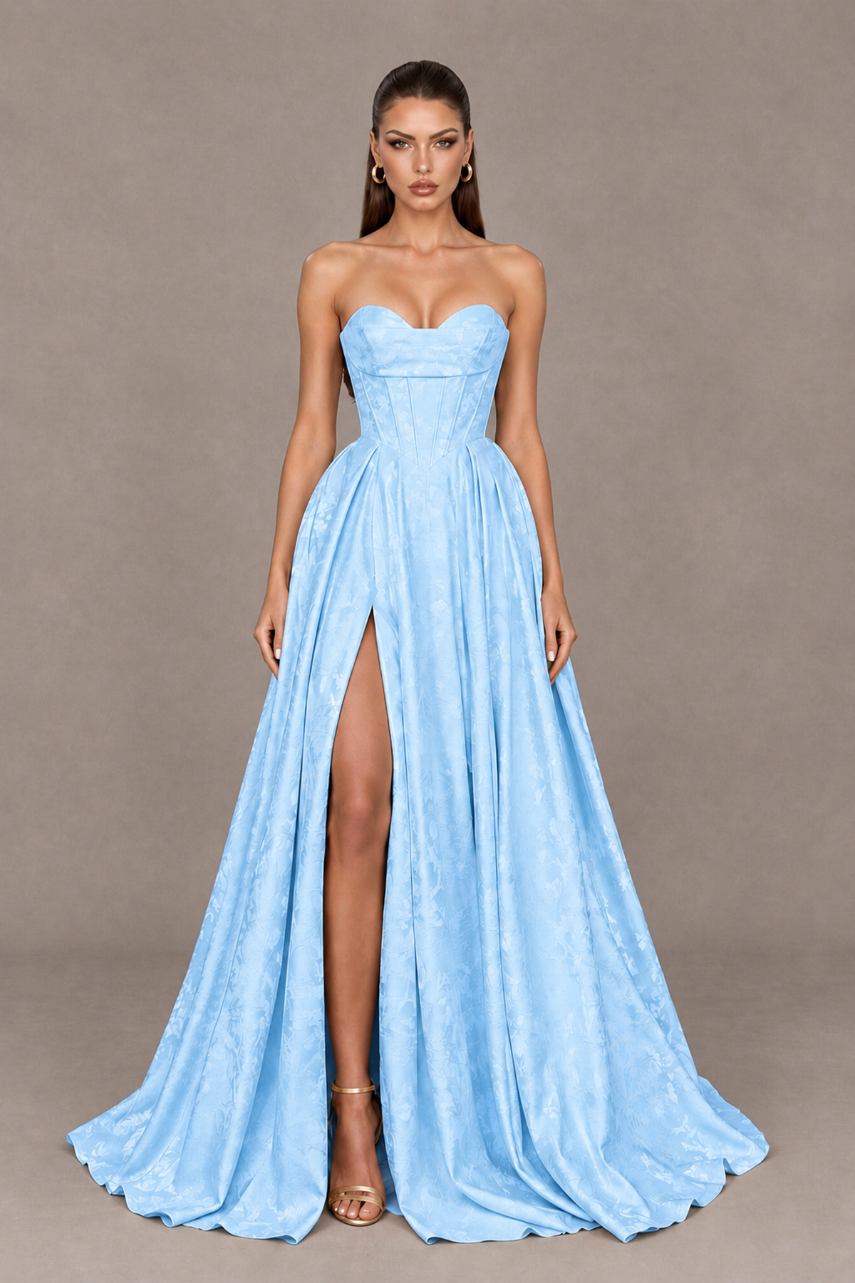 BOLODOO Light Blue Strapless Sweetheart Corset Prom Dress with High Slit – Lace-Up Back A-Line Evening Gown - Light Blue - Light Blue_1