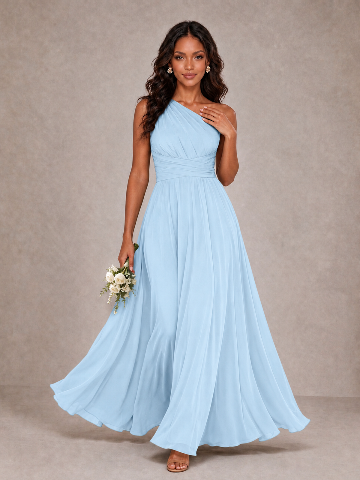 BOLODOO Light Blue One-Shoulder A-Line Bridesmaid Dress - Light Blue - Light Blue_1