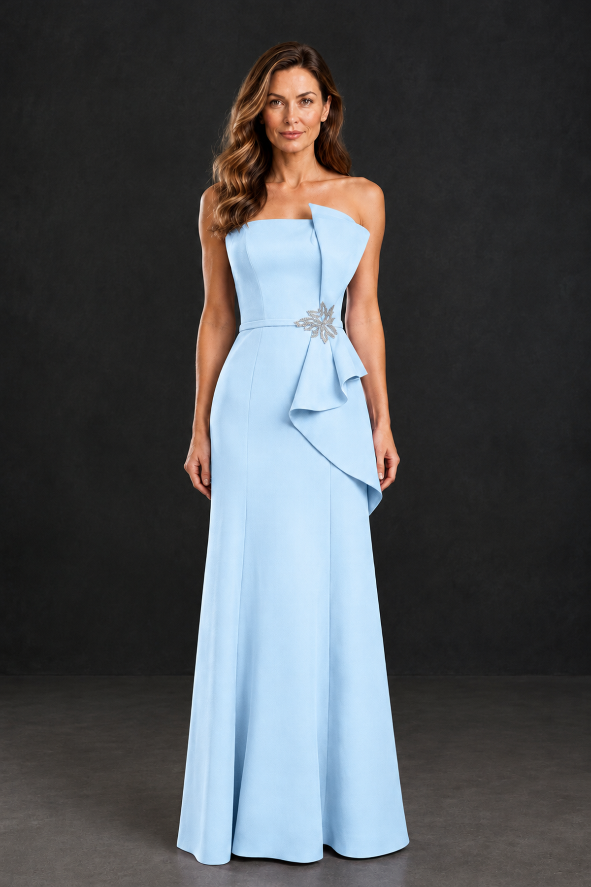 BOLODOO Light Blue Strapless Mother of the Bride Dress with Ruffle Detail - Light Blue - Light_Blue_1