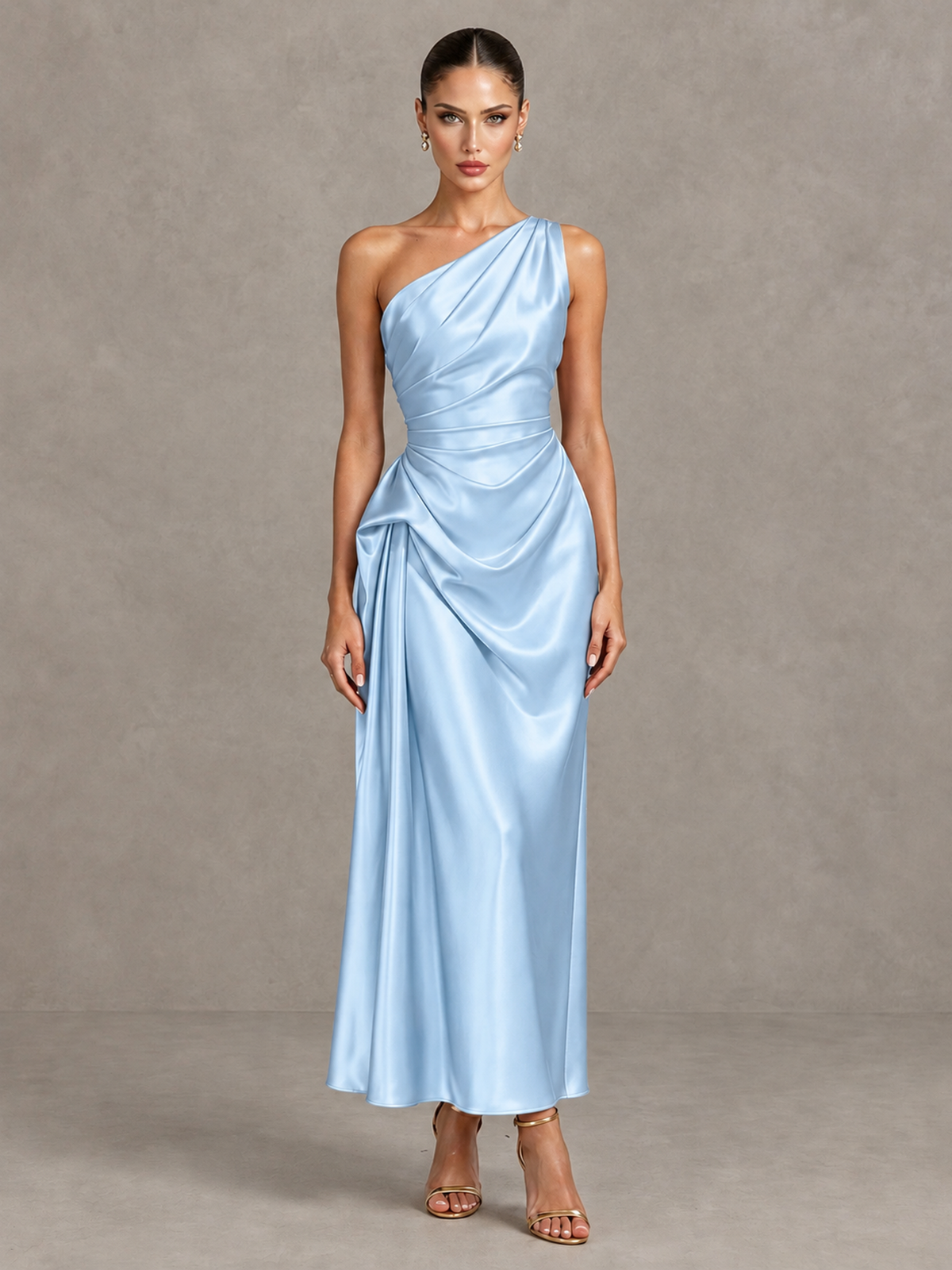 BOLODOO Light Blue One Shoulder Satin Cocktail Dress with Draped A-Line Skirt - Light Blue - Light Blue_1