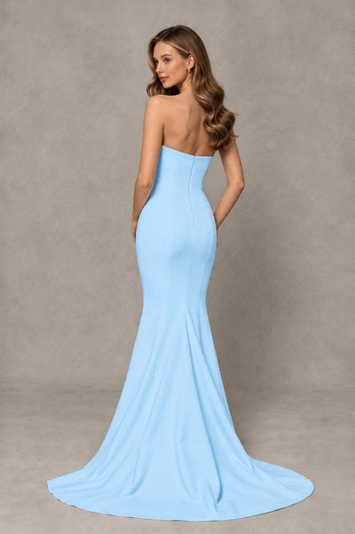 BOLODOO Light Blue Strapless Mermaid Evening Dress with Ruffle Slit and Train - Light Blue - Light Blue_2