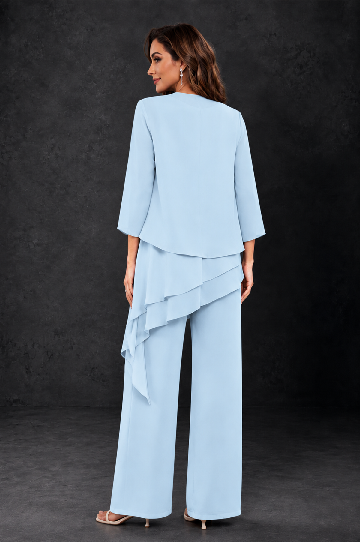 BOLODOO Light Blue Layered Mother of the Bride Pantsuit with Jacket - Light Blue - Light_Blue_2