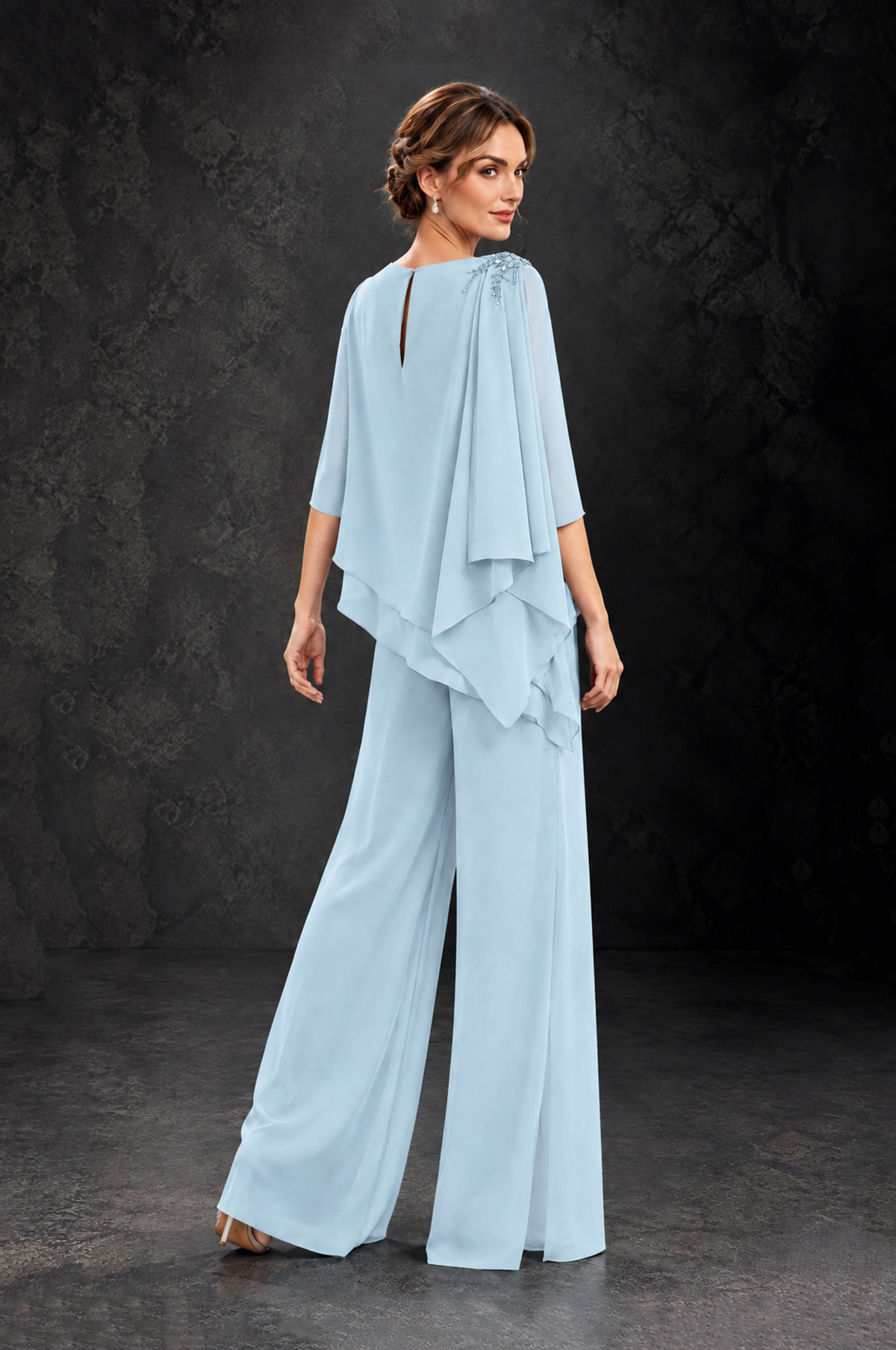 BOLODOO Light Blue Layered Wide-Leg Mother of the Bride Pant Suit - Light Blue - Light Blue_2
