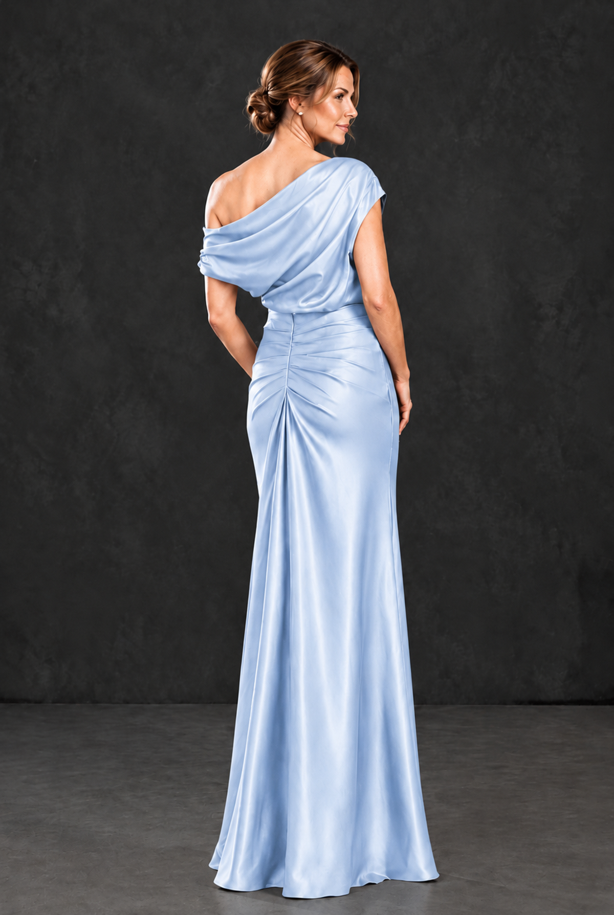 BOLODOO Light Blue Asymmetric Ruched Mother of the Bride Dress - Light Blue - Light_Blue_2