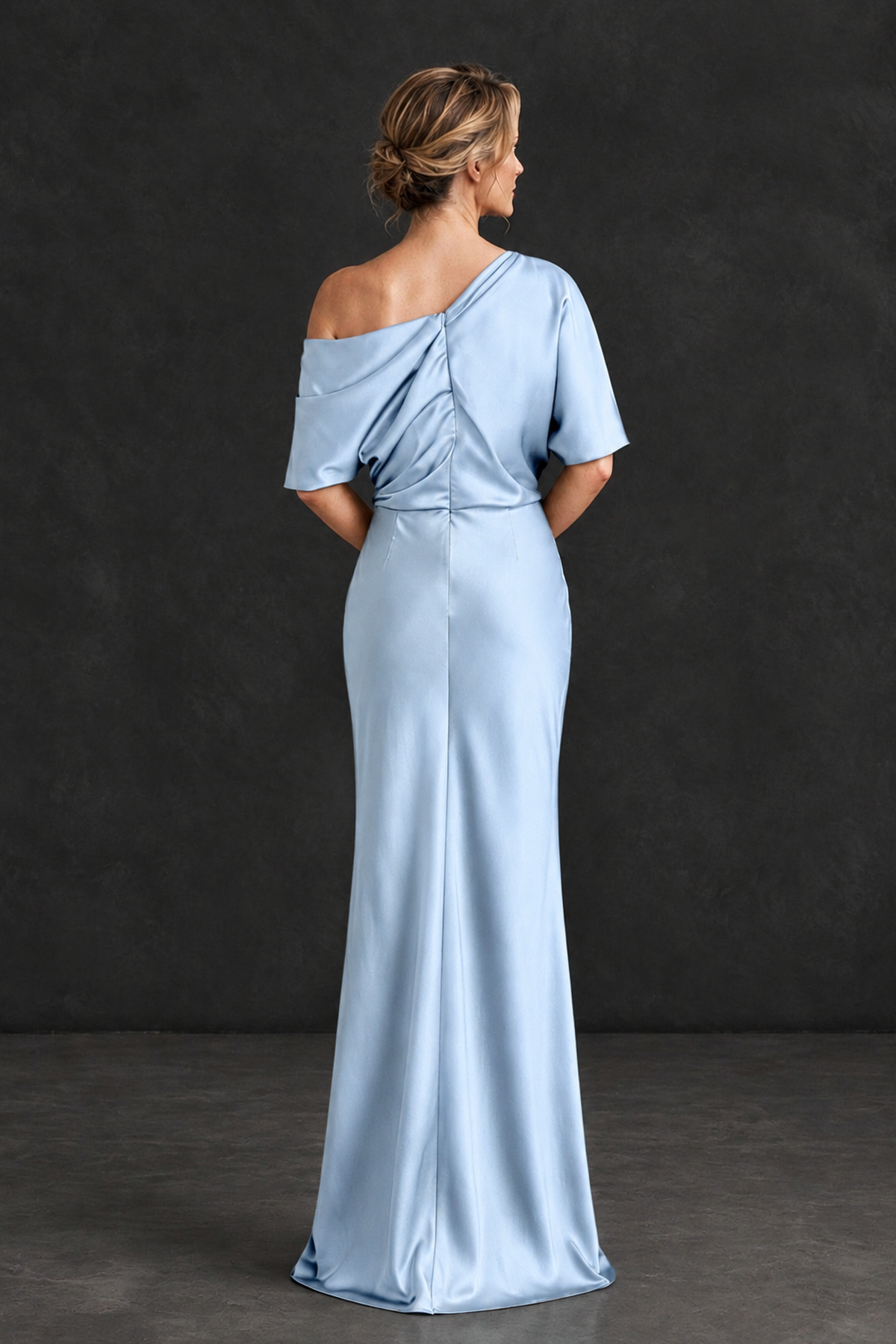 BOLODOO Light Blue Satin Asymmetric Mother of the Bride Dress - Light Blue - Light Blue_2
