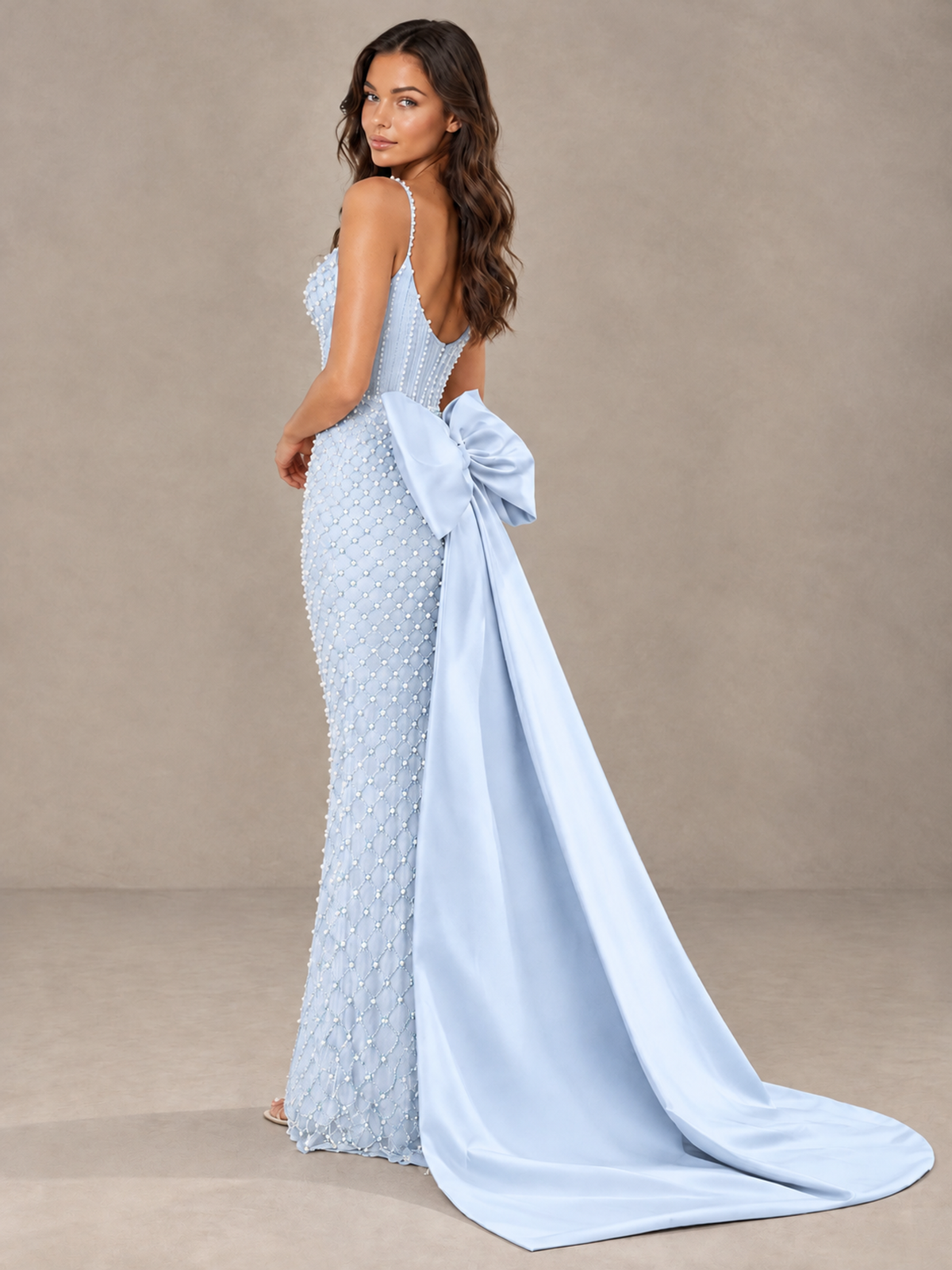 BOLODOO Light Blue Beaded Corset Prom Dress with Bow Train - Light Blue - Light_Blue_2