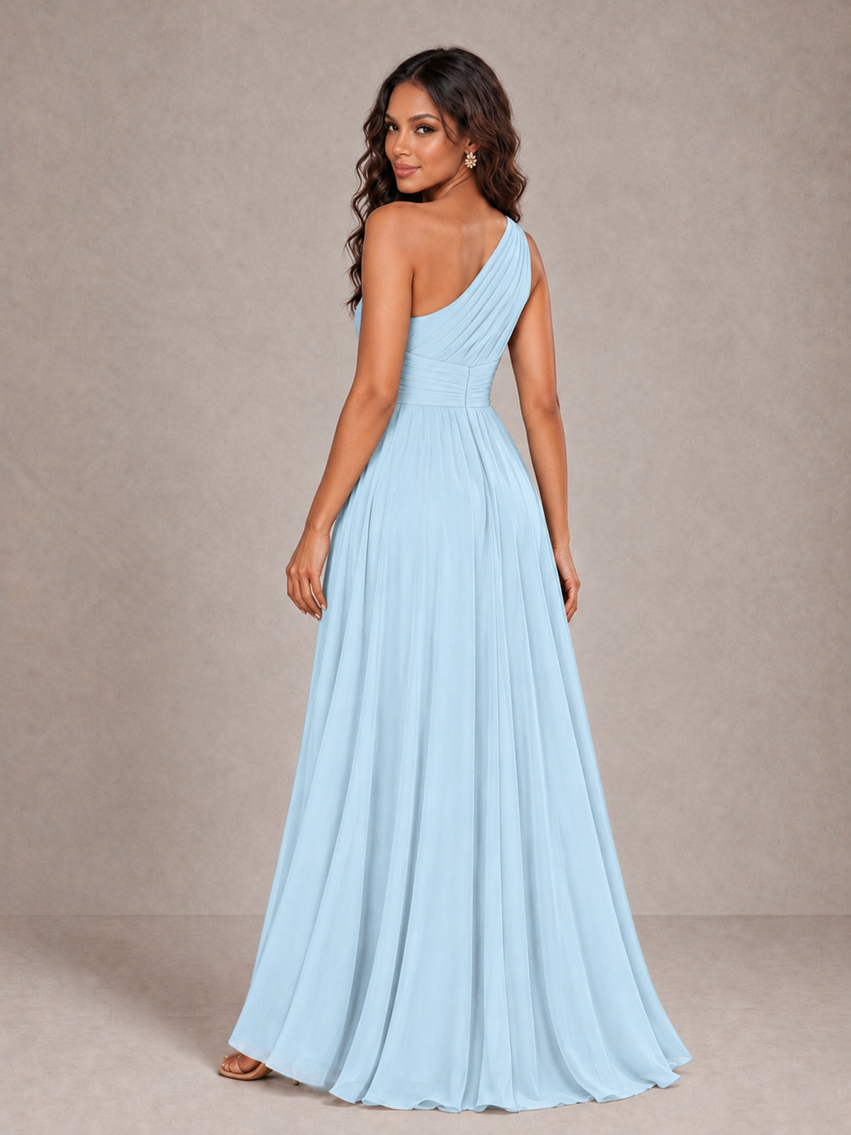 BOLODOO Light Blue One-Shoulder A-Line Bridesmaid Dress - Light Blue - Light Blue_2