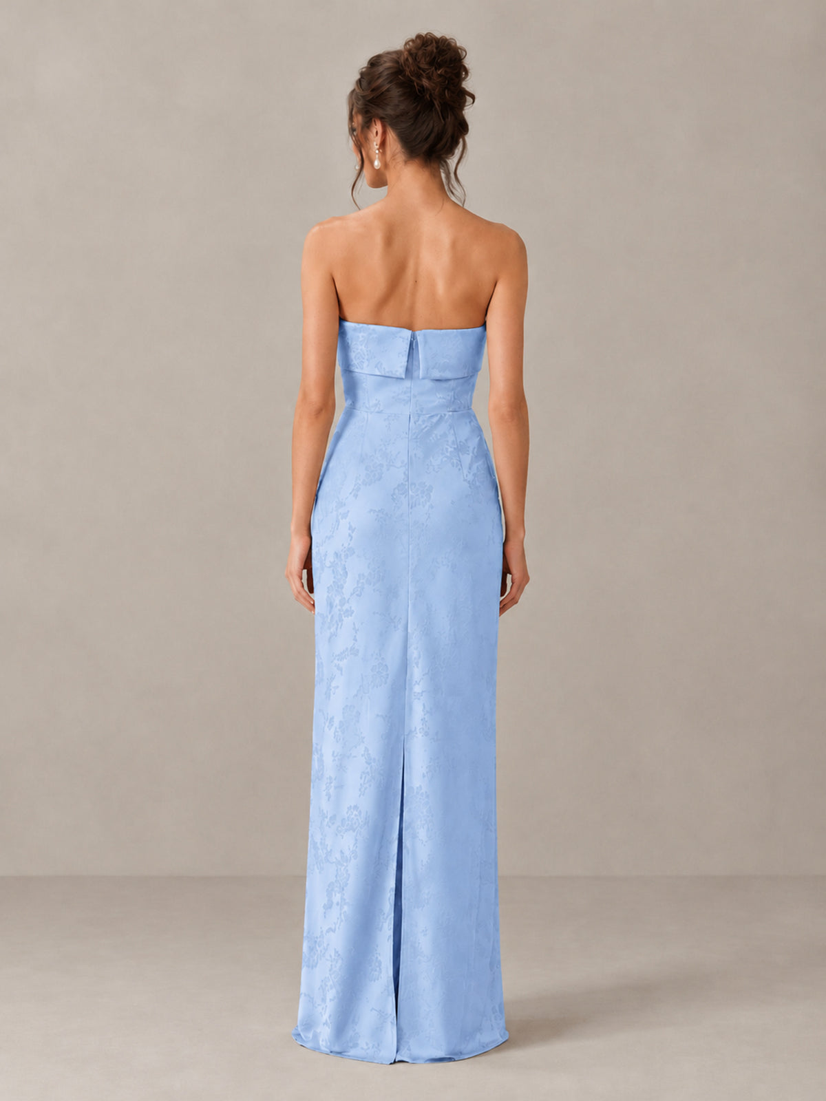 BOLODOO Light Blue Strapless Floral Bridesmaid Dress - Light Blue - Light Blue_2