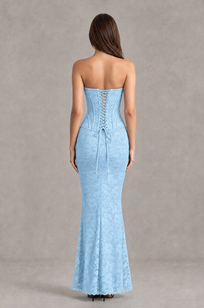 BOLODOO Light Blue Strapless Lace Corset Wedding Guest Dress - Light Blue - Light Blue_2