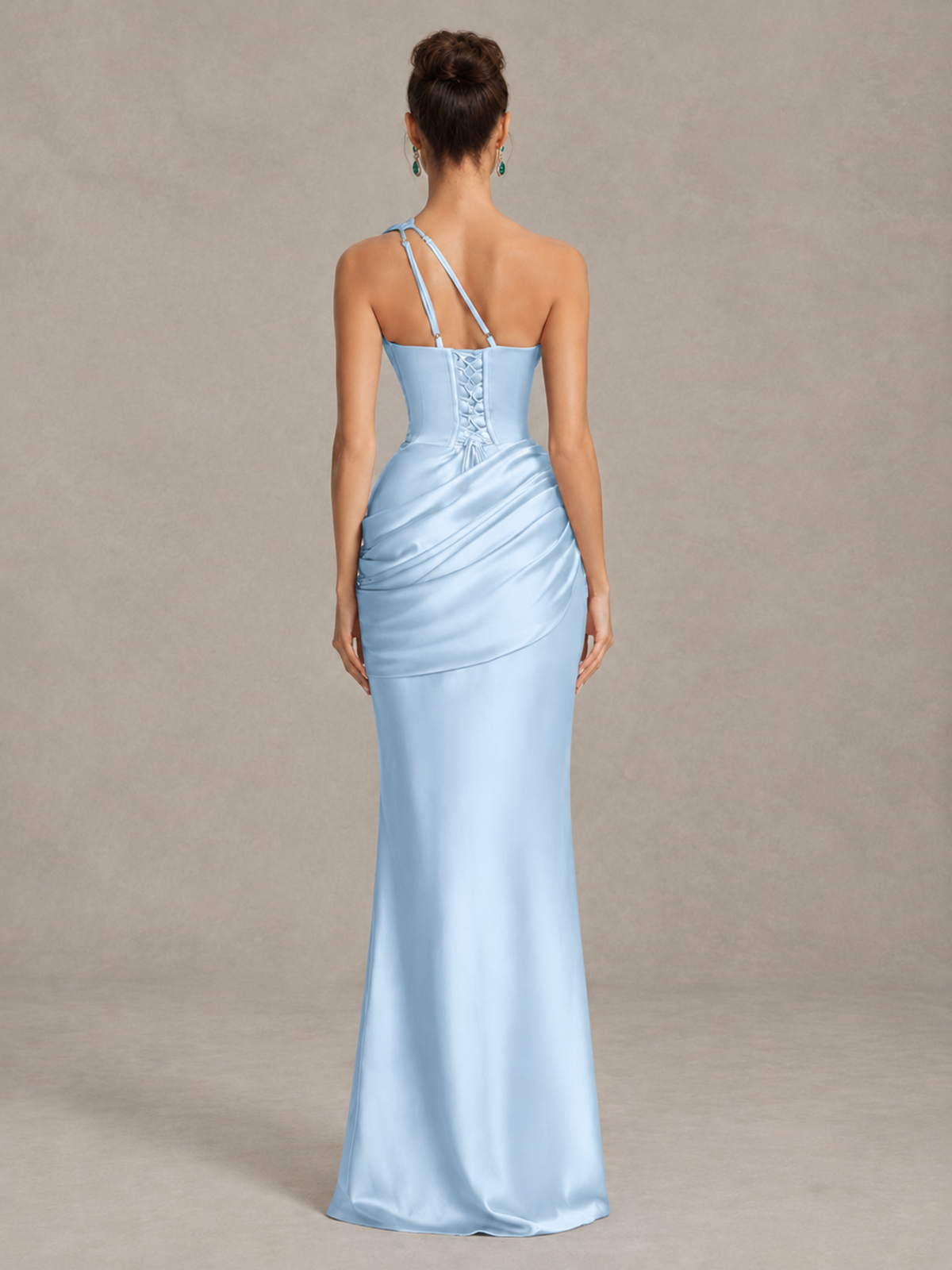 BOLODOO Light Blue One-Shoulder Cutout Satin Mermaid Prom Dress - Light Blue - Light Blue_2