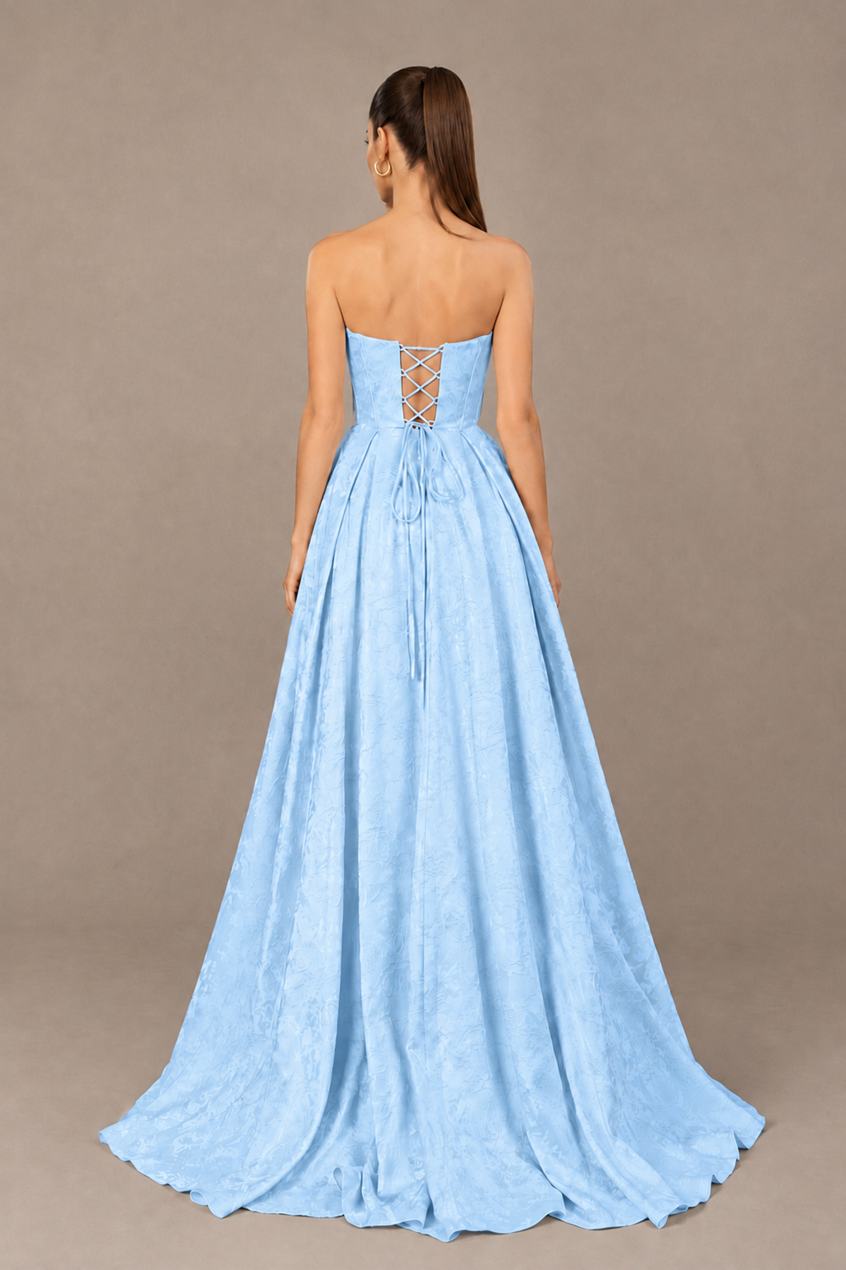 BOLODOO Light Blue Strapless Sweetheart Corset Prom Dress with High Slit – Lace-Up Back A-Line Evening Gown - Light Blue - Light Blue_2