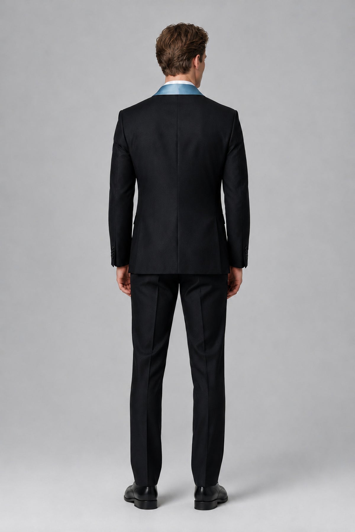 Bolodoo Men's Light Blue 3-Piece Shawl Lapel Tuxedo Suit - Light Blue - Light Blue_3