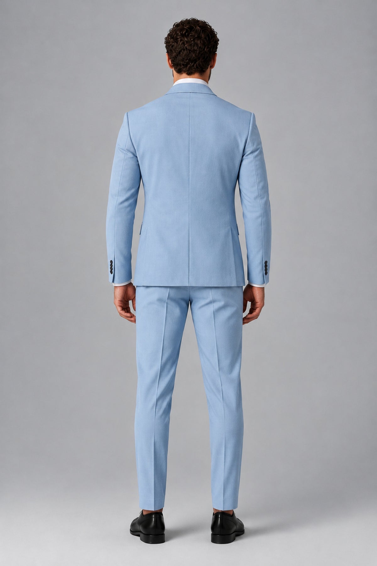 Bolodoo Men's Light Blue Two-Piece Suit with Notch-Lapel Jacket & Trousers - Light Blue - Light_Blue_3